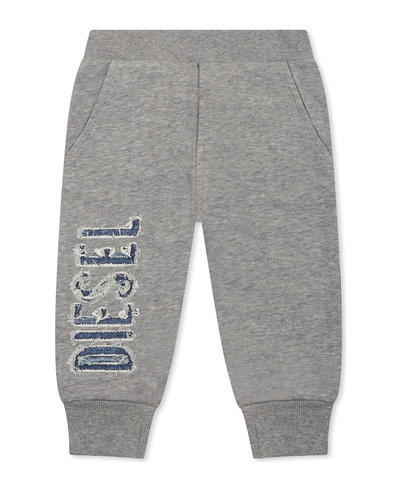 Diesel Grey Trousers For Baby Boy With Logo - Grey