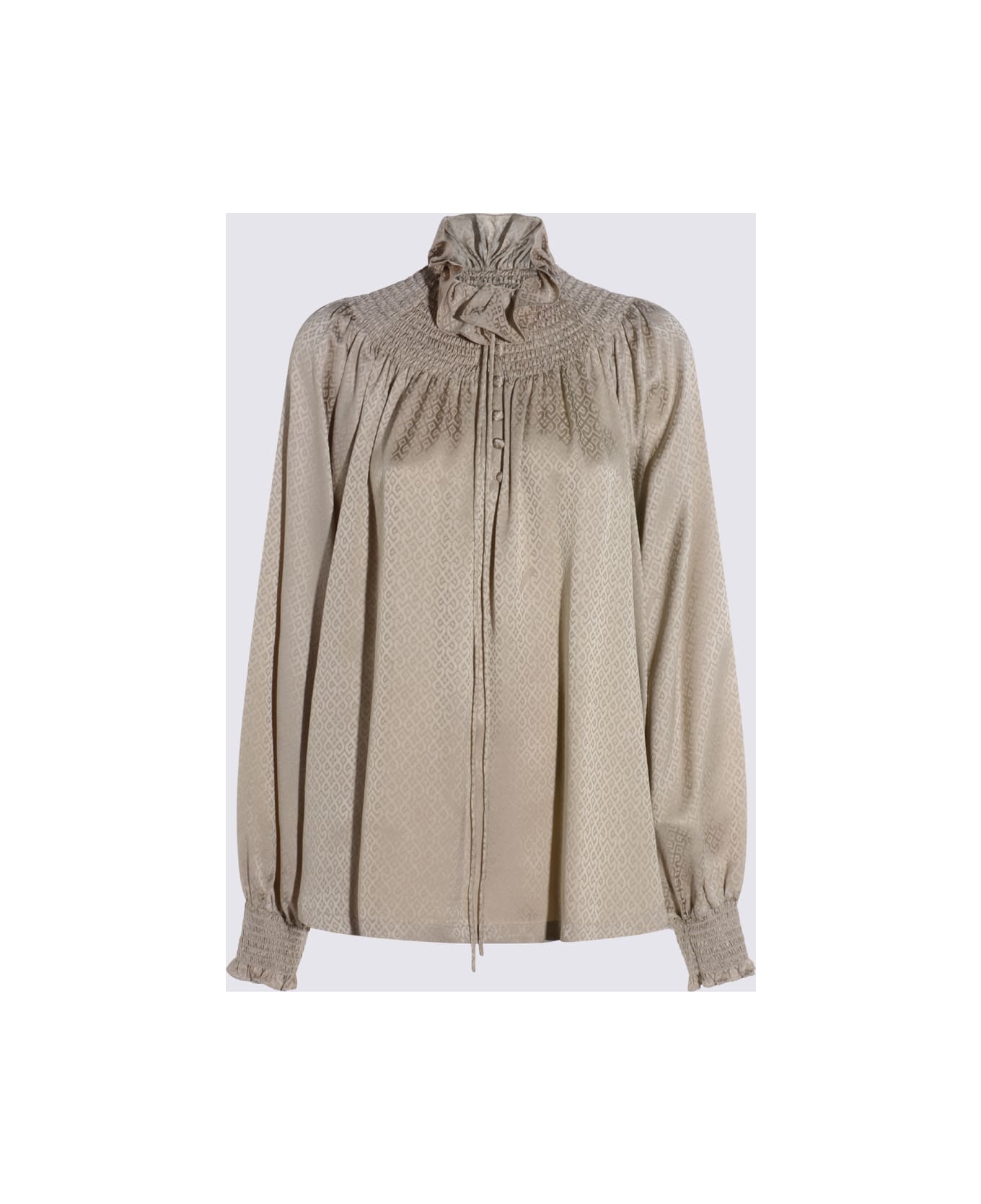 Burberry Beige Silk Shirt - TAUPE BEIGE IP PATT