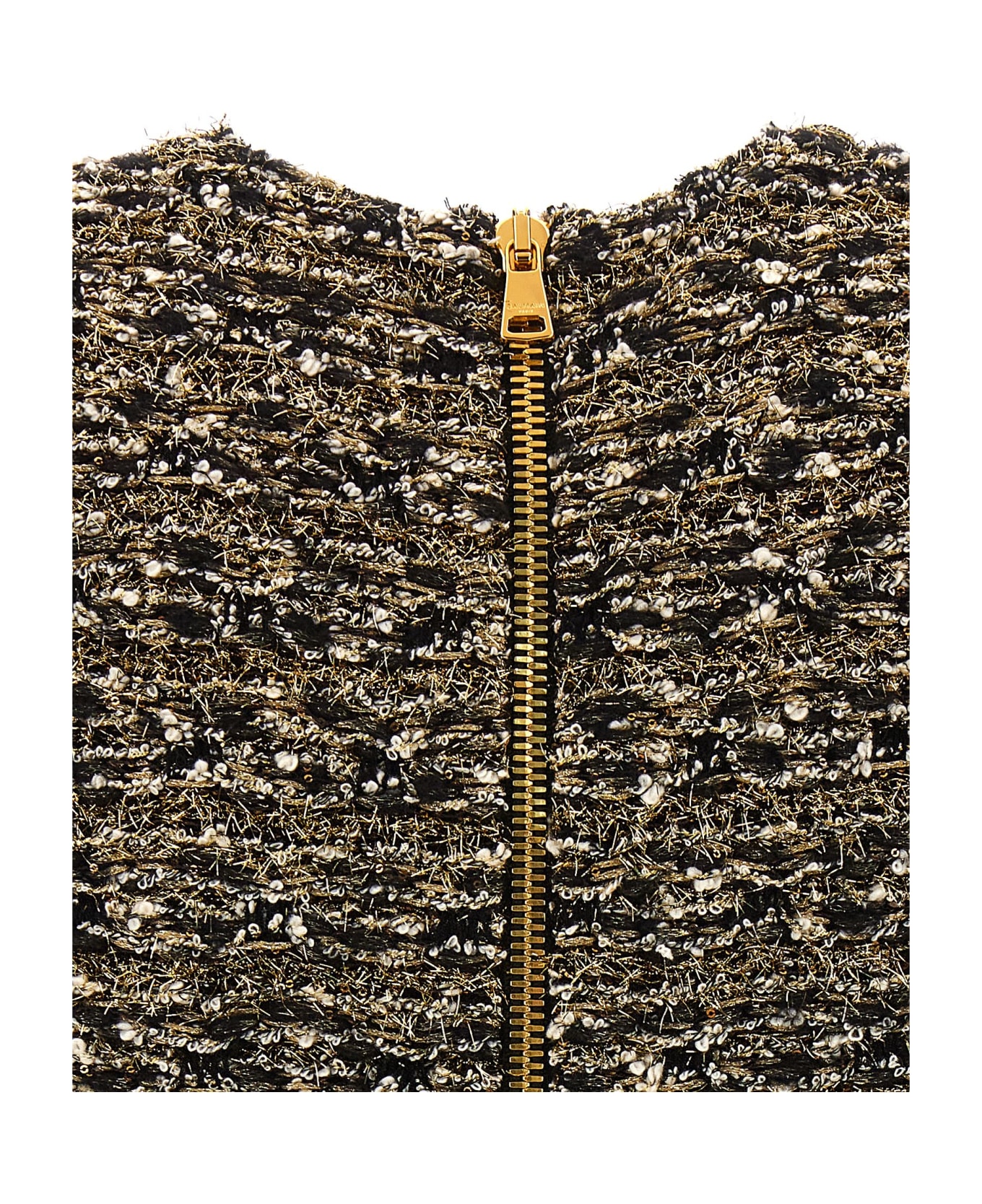 Balmain Tweed Dress - Ead Noir Or ワンピース＆ドレス