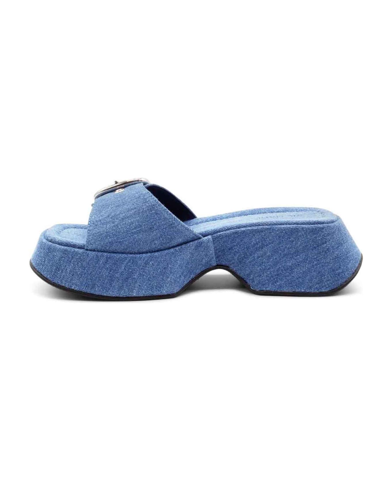 Vic Matié Mini Yoko Slip-ons In Light Blue Washed Denim - Blue