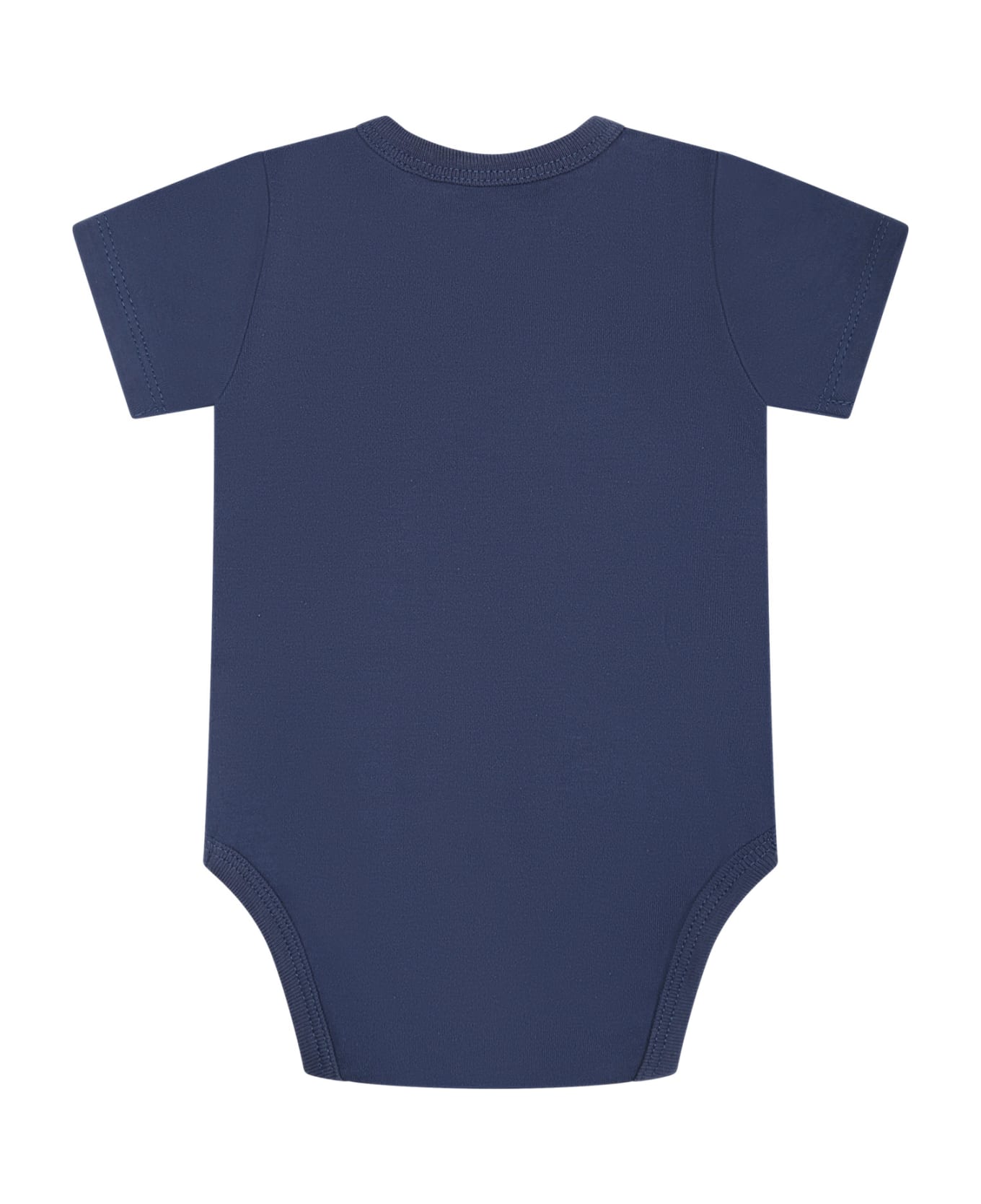 Timberland Blue Bodysuit Set For Baby Boy With Logo - Blue