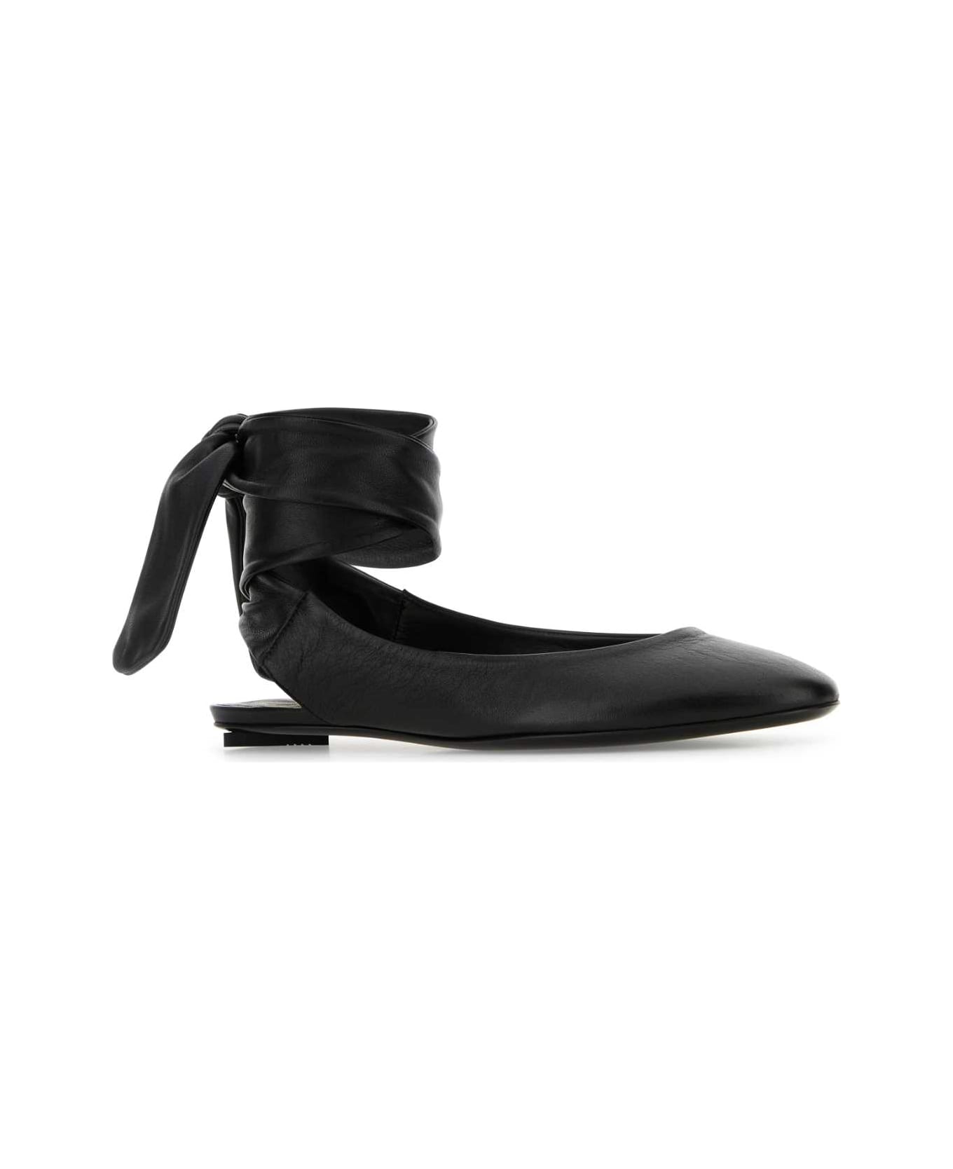 The Attico Black Leather Cloã¨ Slippers - Black