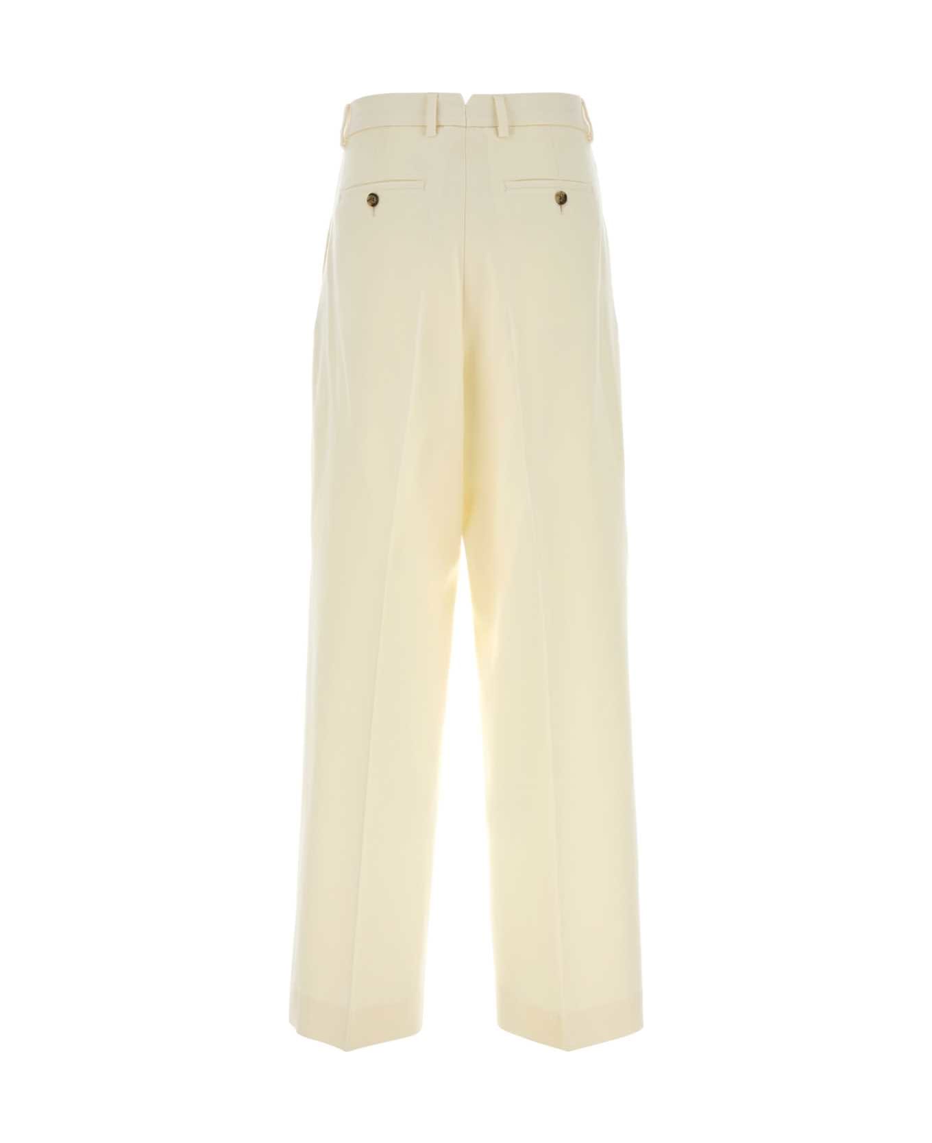 Ami Alexandre Mattiussi Ivory Wool Wide-leg Pant - IVOIRE
