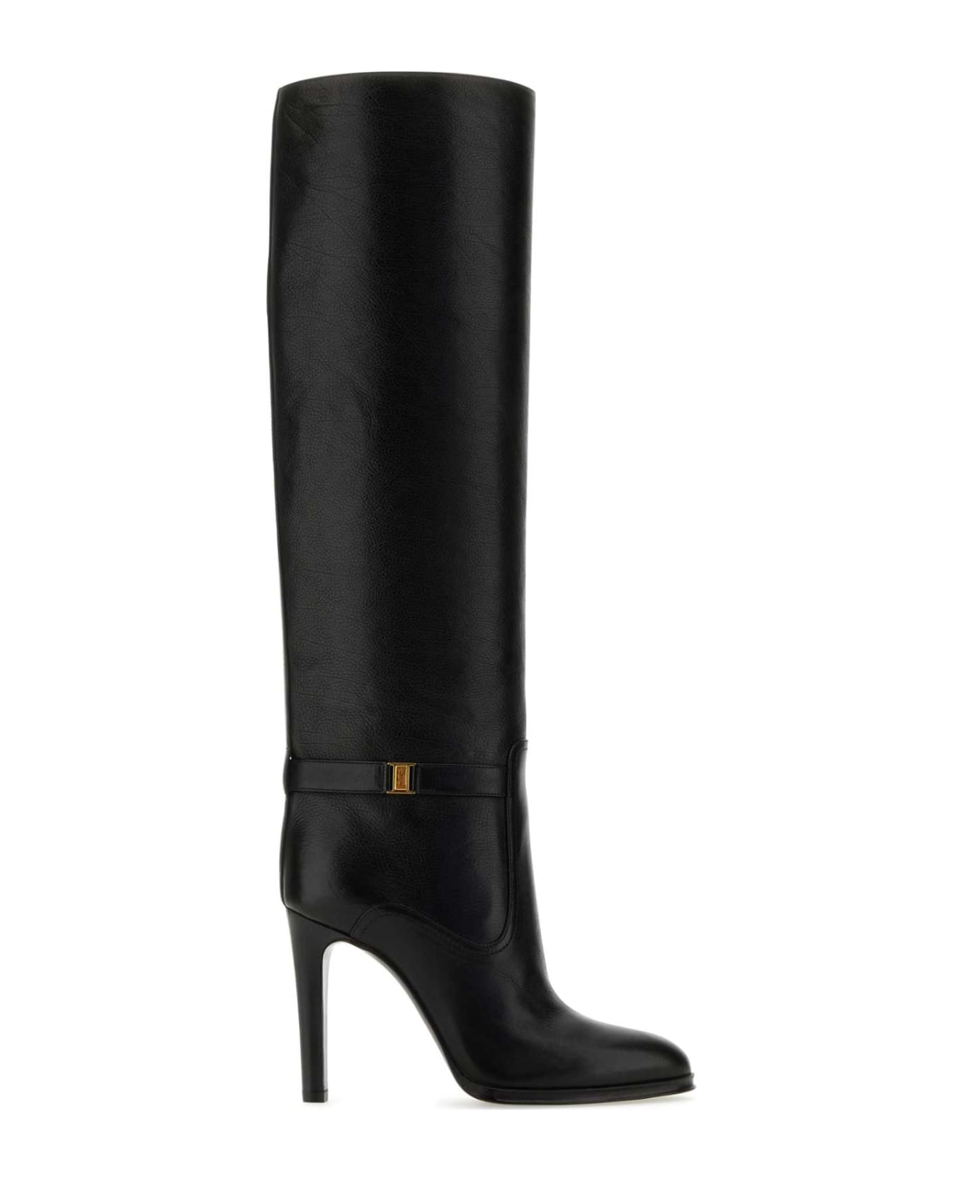 Saint Laurent Black Leather Diane Boots - NERO