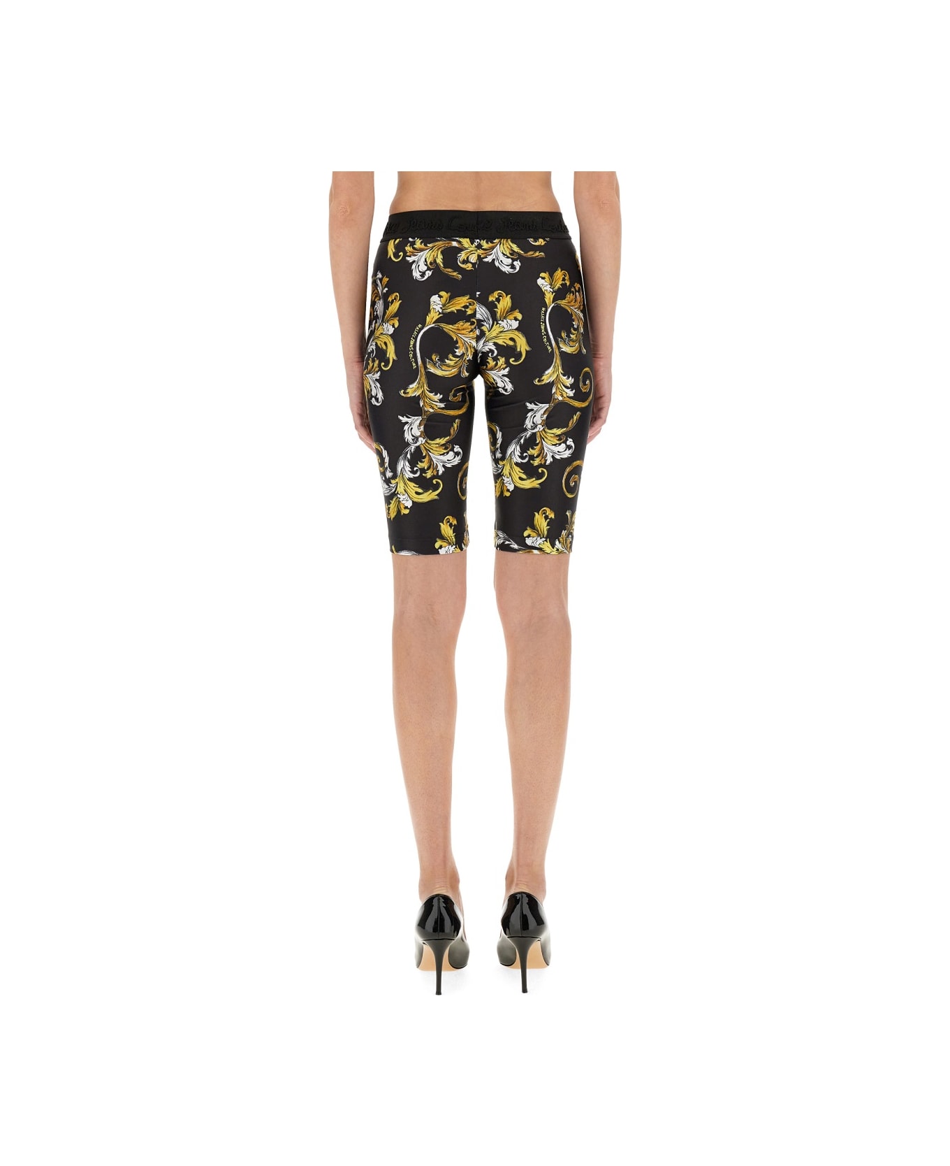 Versace Jeans Couture "outline Baroque" Cycling Shorts - BLACK