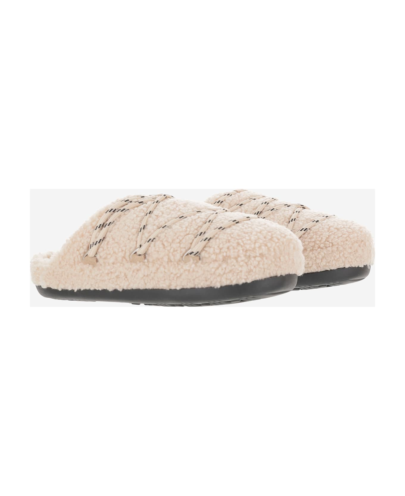 Moon Boot Teddy Slipper In Shearling - Beige
