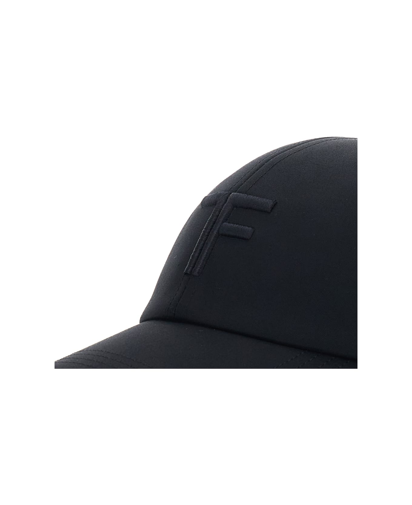 Tom Ford Black Baseball Cap With Tf Logo Embroidery In Cotton Man - Black