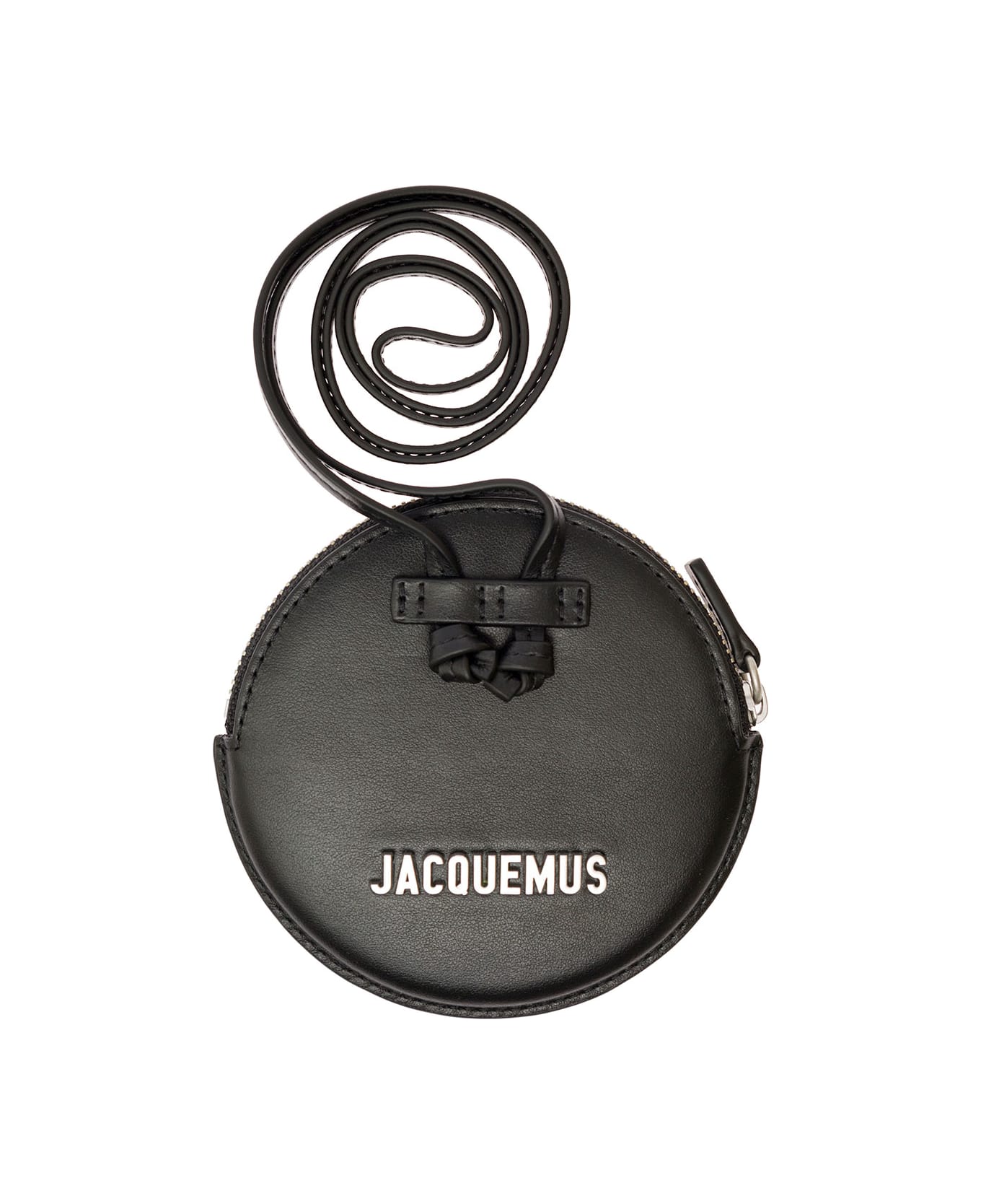 Jacquemus 'le Pitchou' Circular Pouch Bag In Leather Man - Black