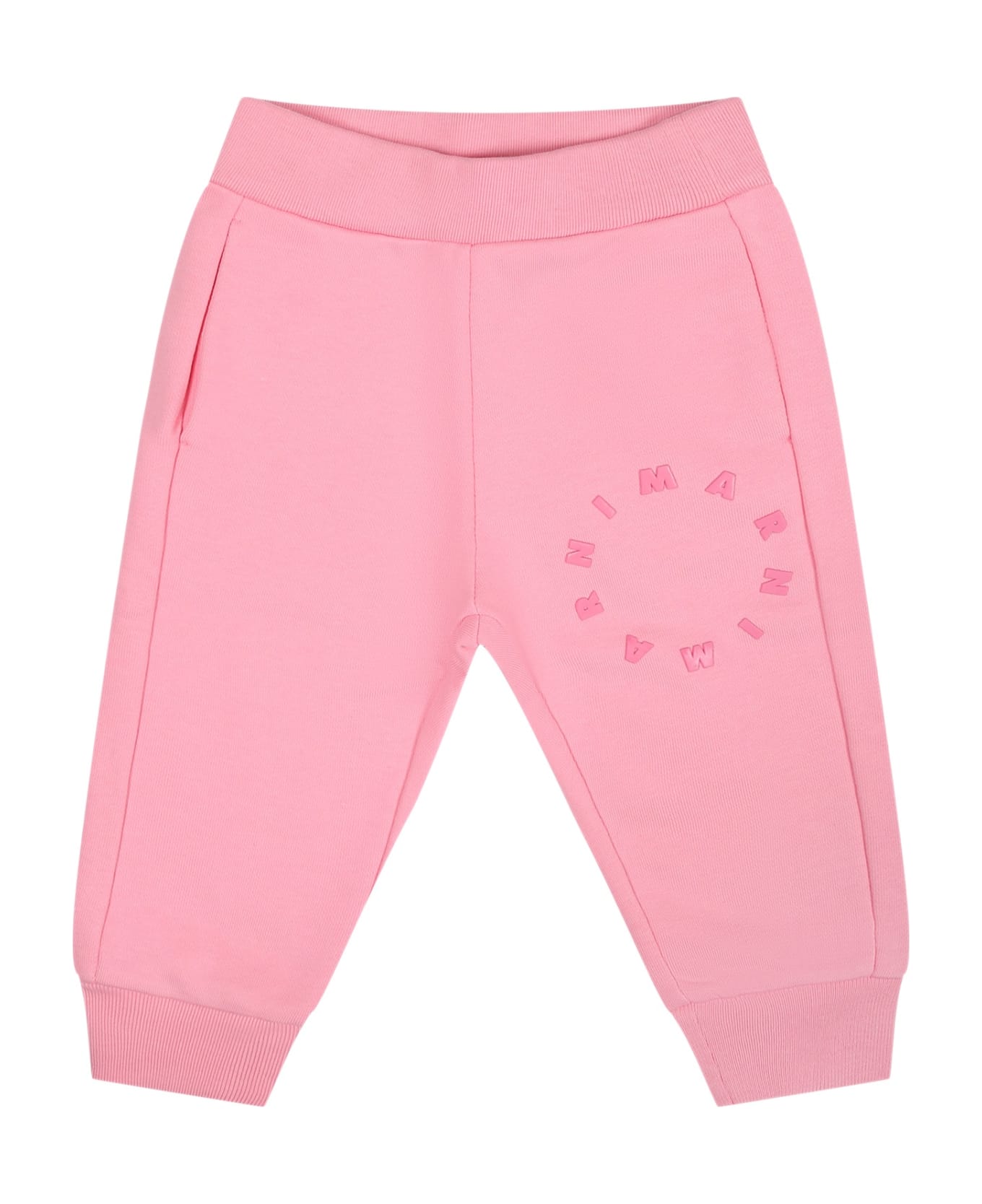 Marni Pink Trousers For Baby Girl With Logo - Pink ボトムス