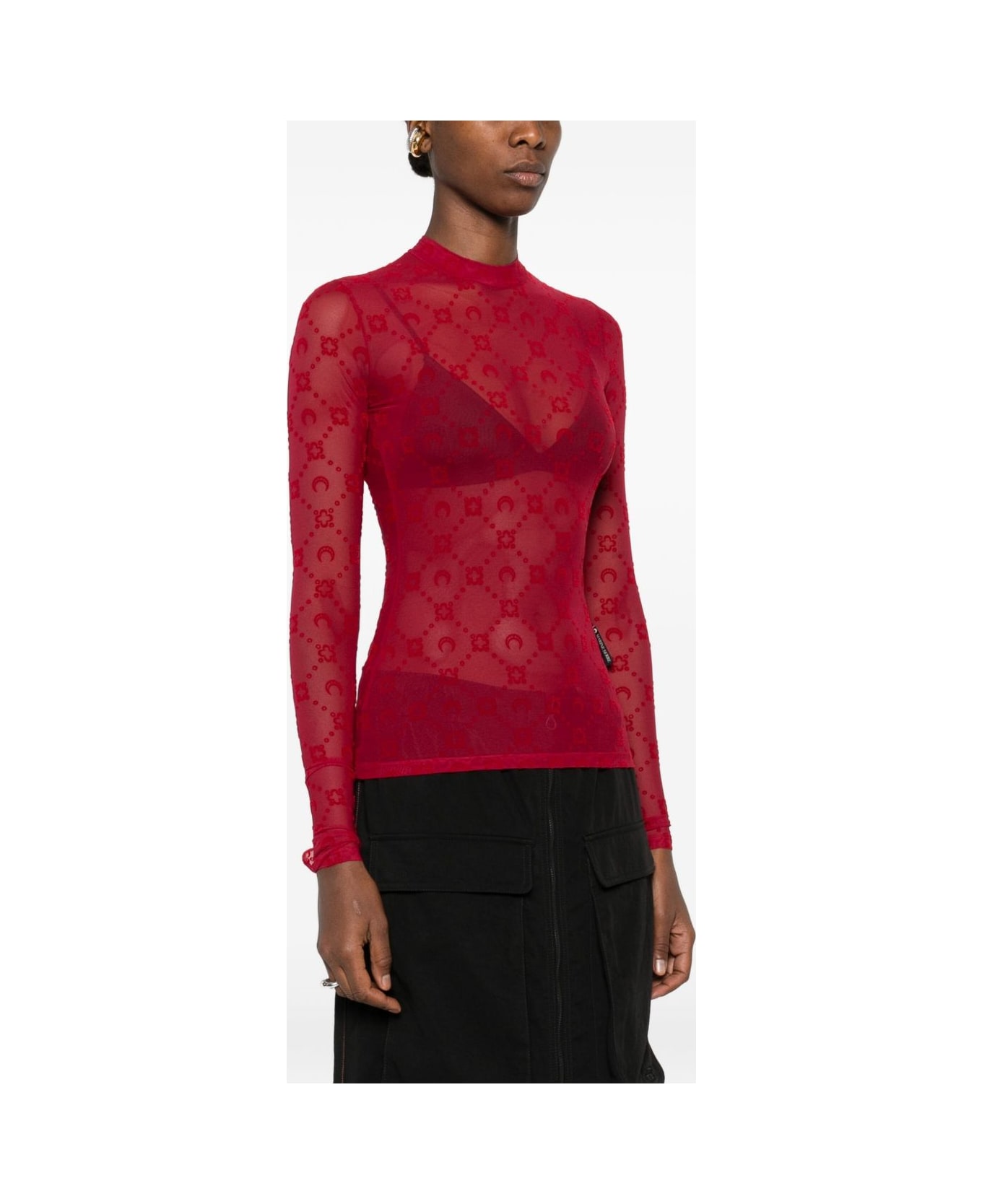 Marine Serre Monogram High-neck Top - Red