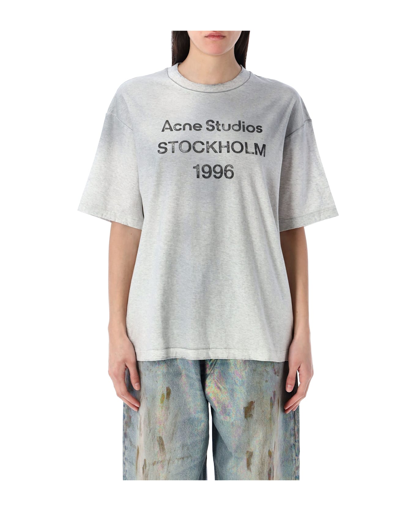 Acne Studios Logo T-shirt - PALE GREY MELANGE
