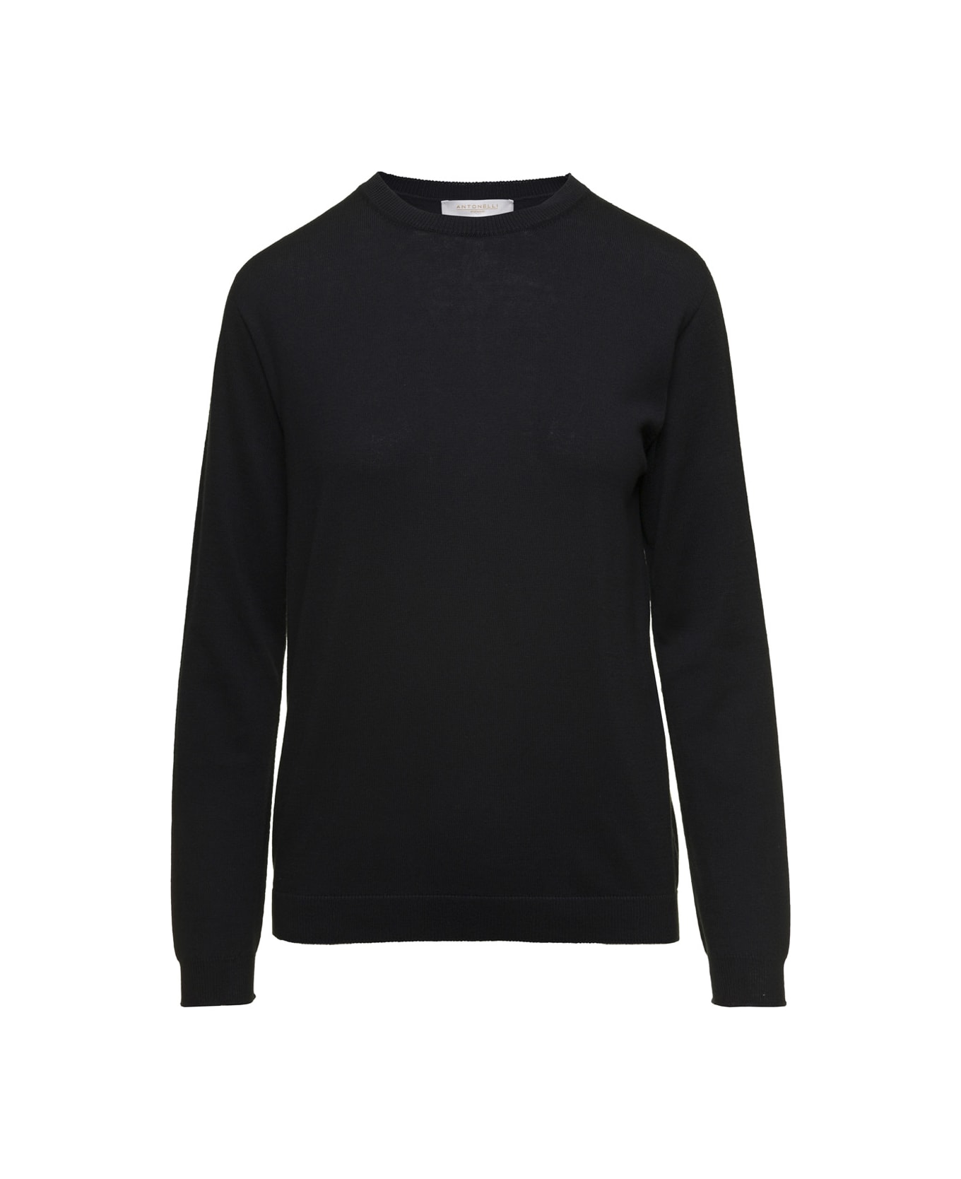 Antonelli Black Crew Neck Sweater In Cashmere Blend Woman - Black