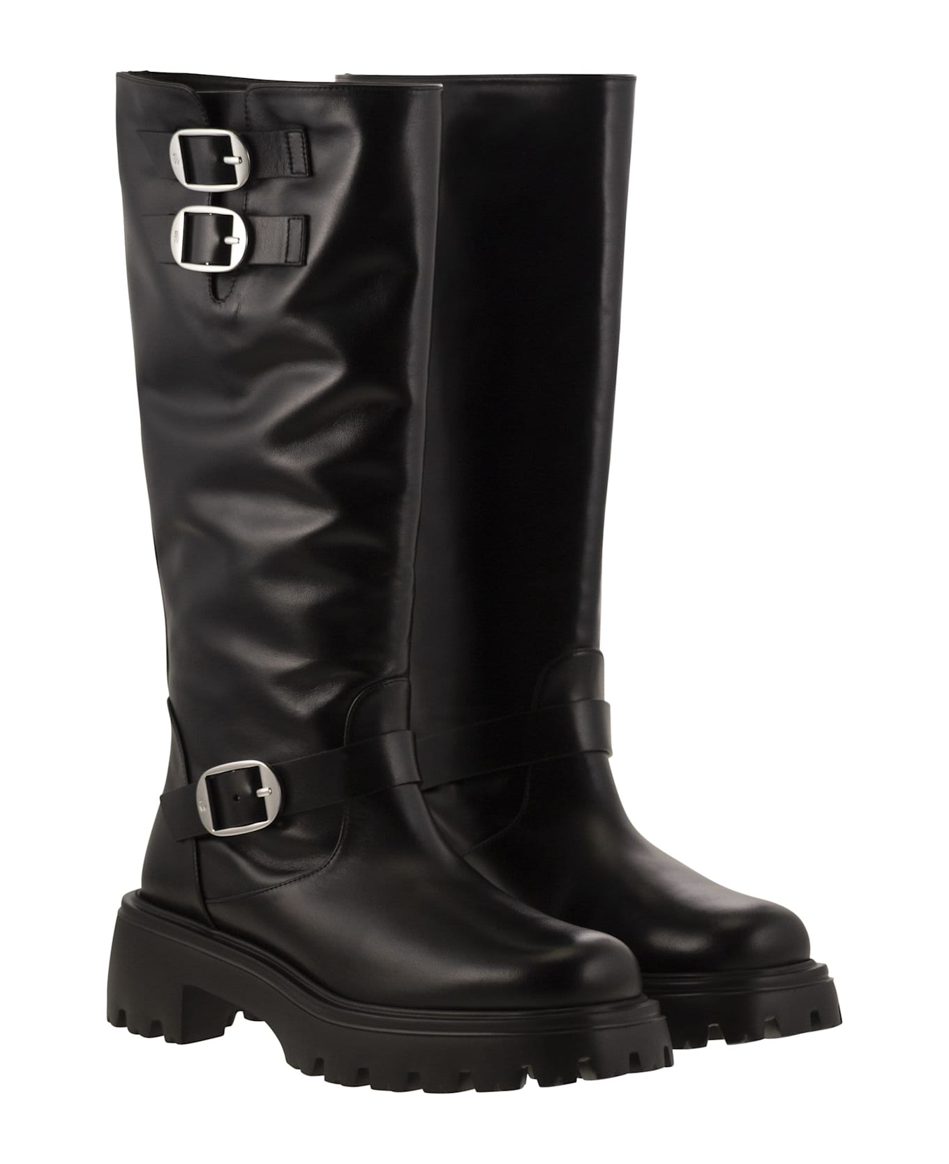 Stuart Weitzman Emerson Moto - Leather Boot - Black