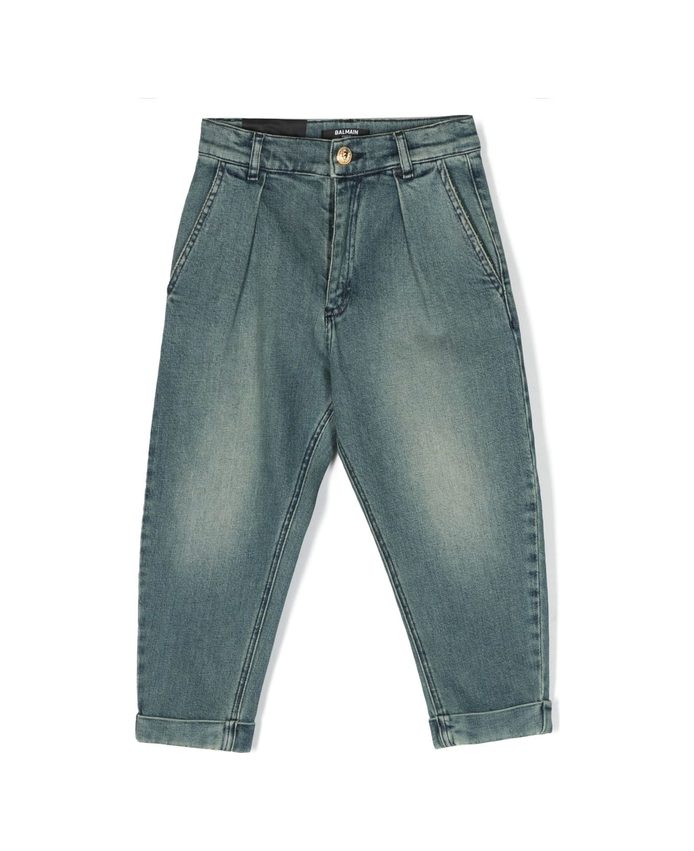 Balmain Jeans With Pleated Detail - Blue ボトムス