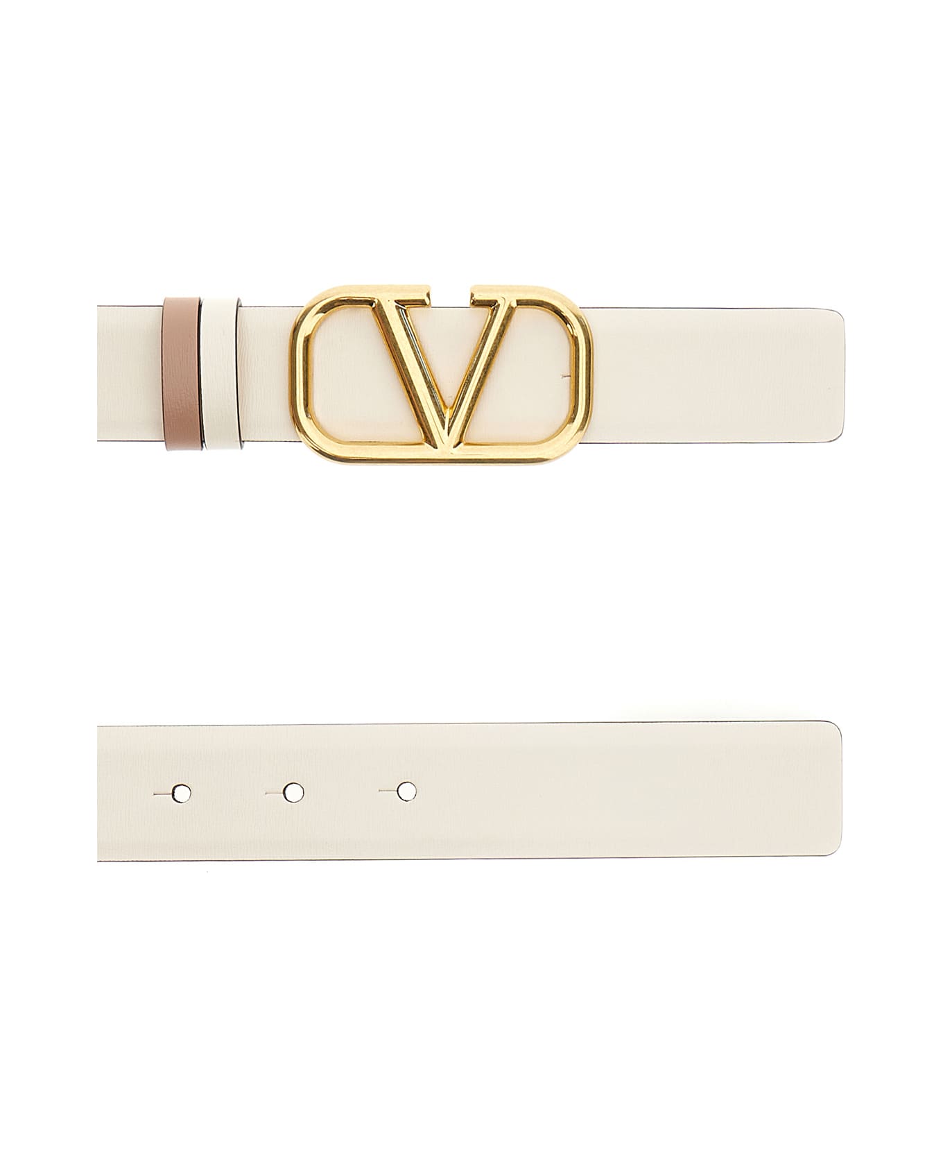 Valentino Garavani Ivory Leather Reversible Belt - IVORYROSE