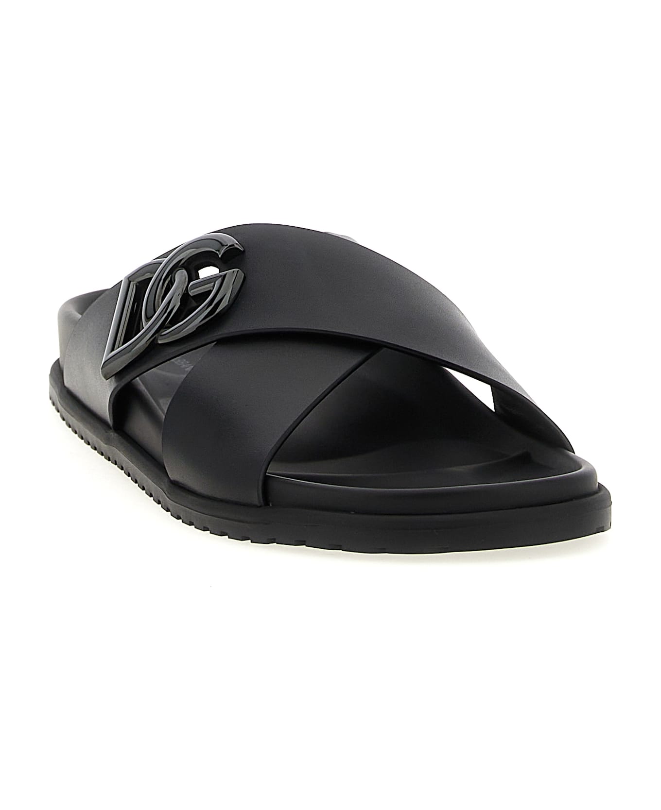Dolce & Gabbana Leather Slides - Black  