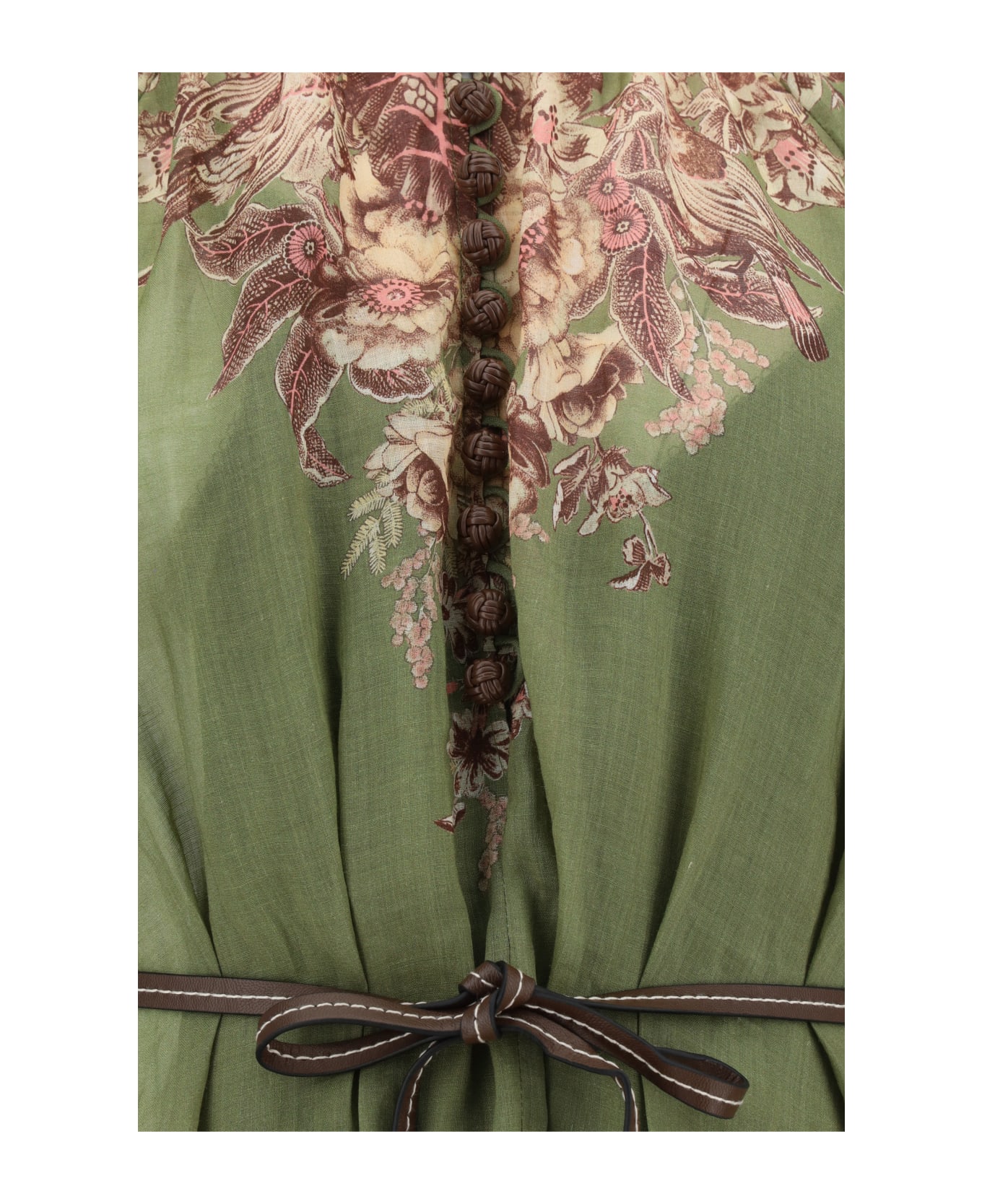 Zimmermann Ottie Swing Long Dress - Khaki Floral
