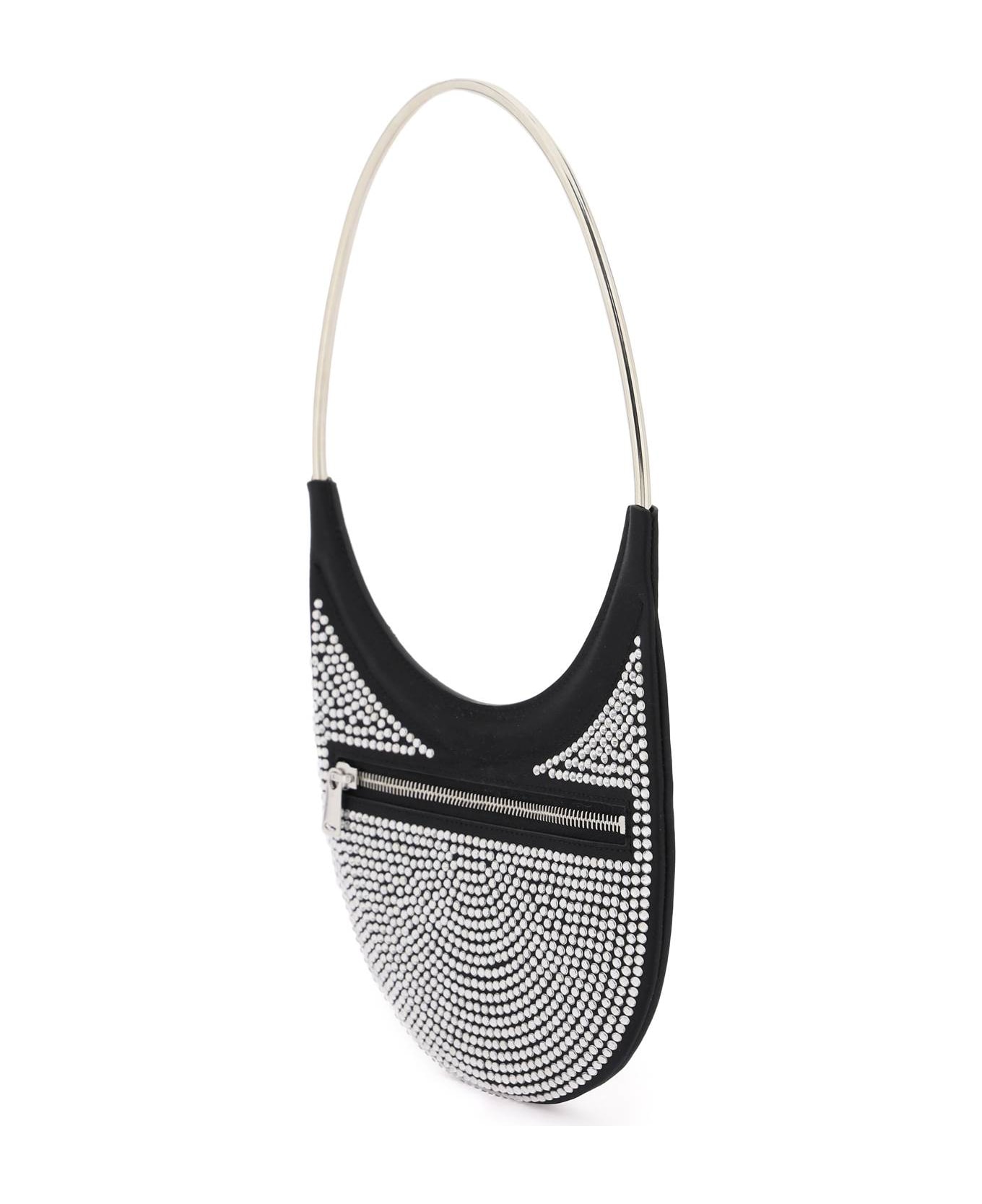 Coperni Embellished Fabric Ring Swipe Shoulder Bag - BLACK