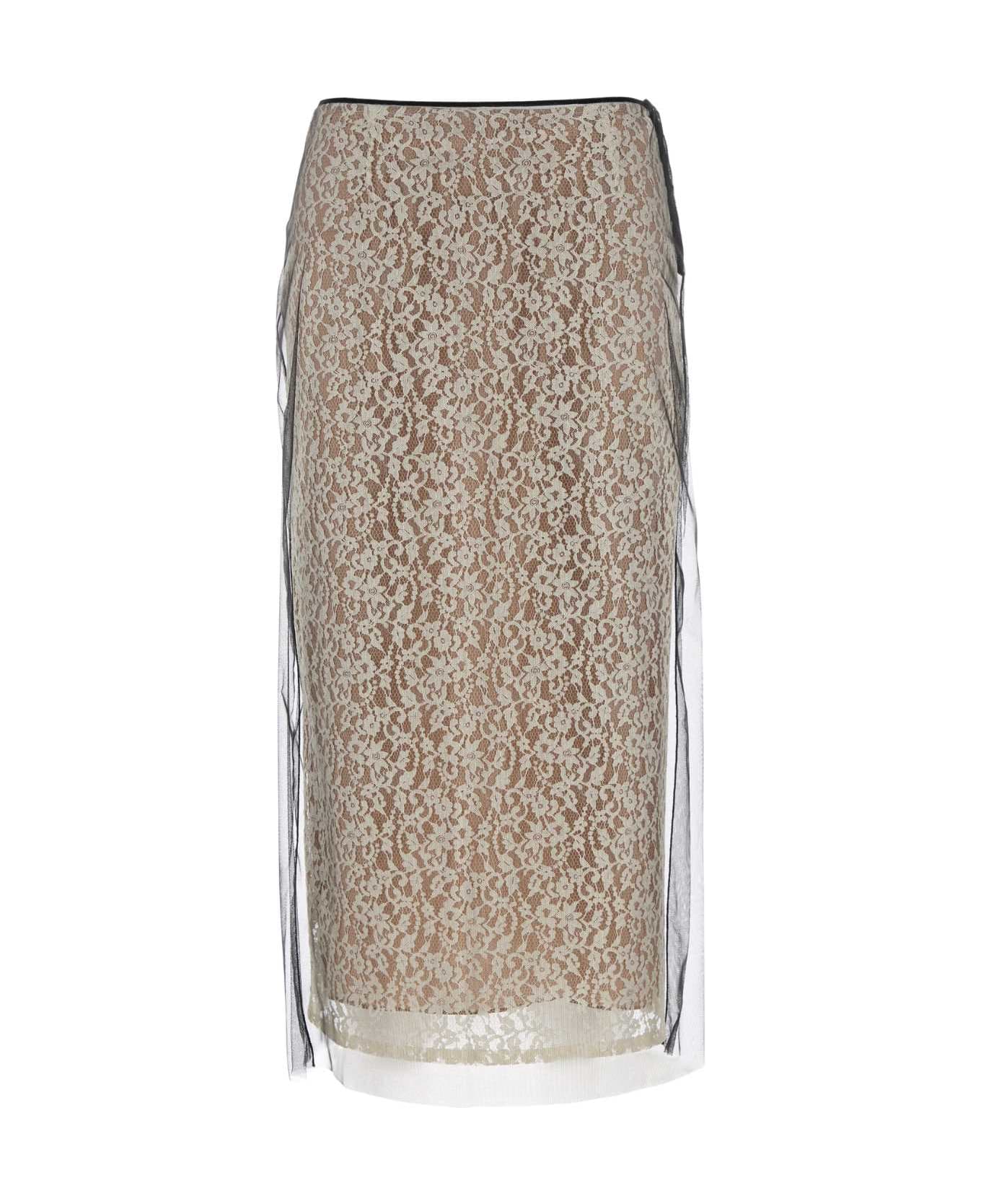 Fendi Black Lace Skirt - WHITE