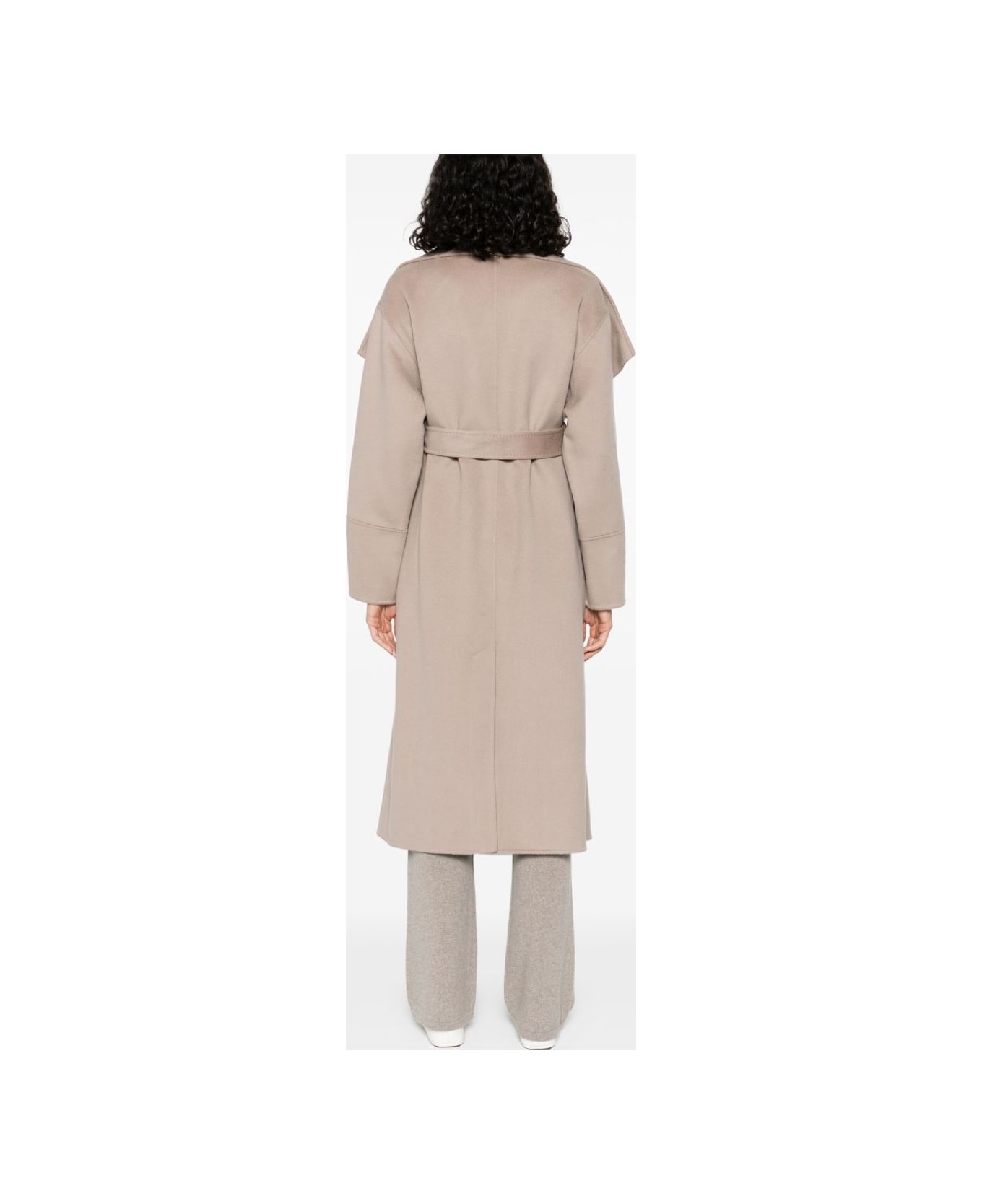 Goat Cashmere Belted Coat - Beige