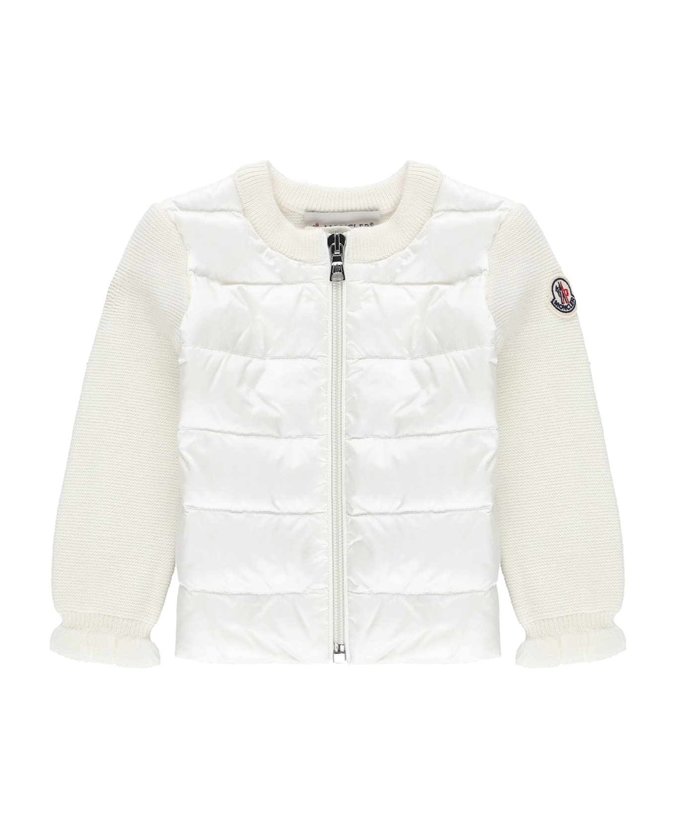 Moncler Padded Cardigan With Logo - Ivory ニットウェア＆スウェットシャツ