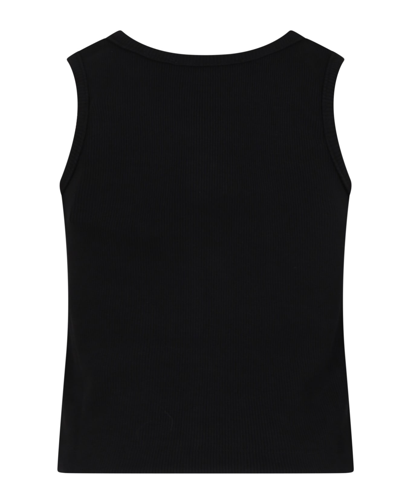 MSGM Black Tank Top For Girl With Logo - Black