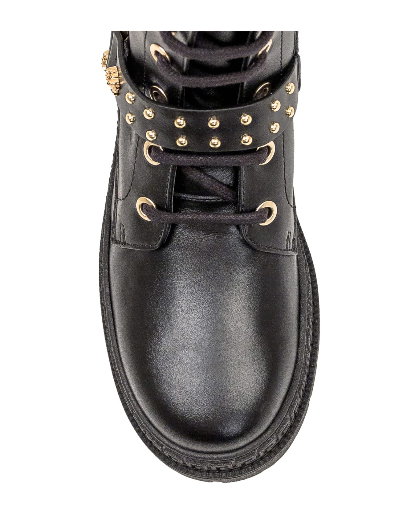 Young Versace Motorcycle Boots From Medusa - V Nero Oro