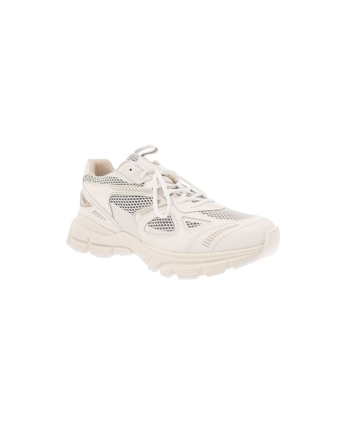 Axel Arigato 'marathon Runner' White Low Top Sneakers With Reflective Details In Leather Blend Man - White スニーカー