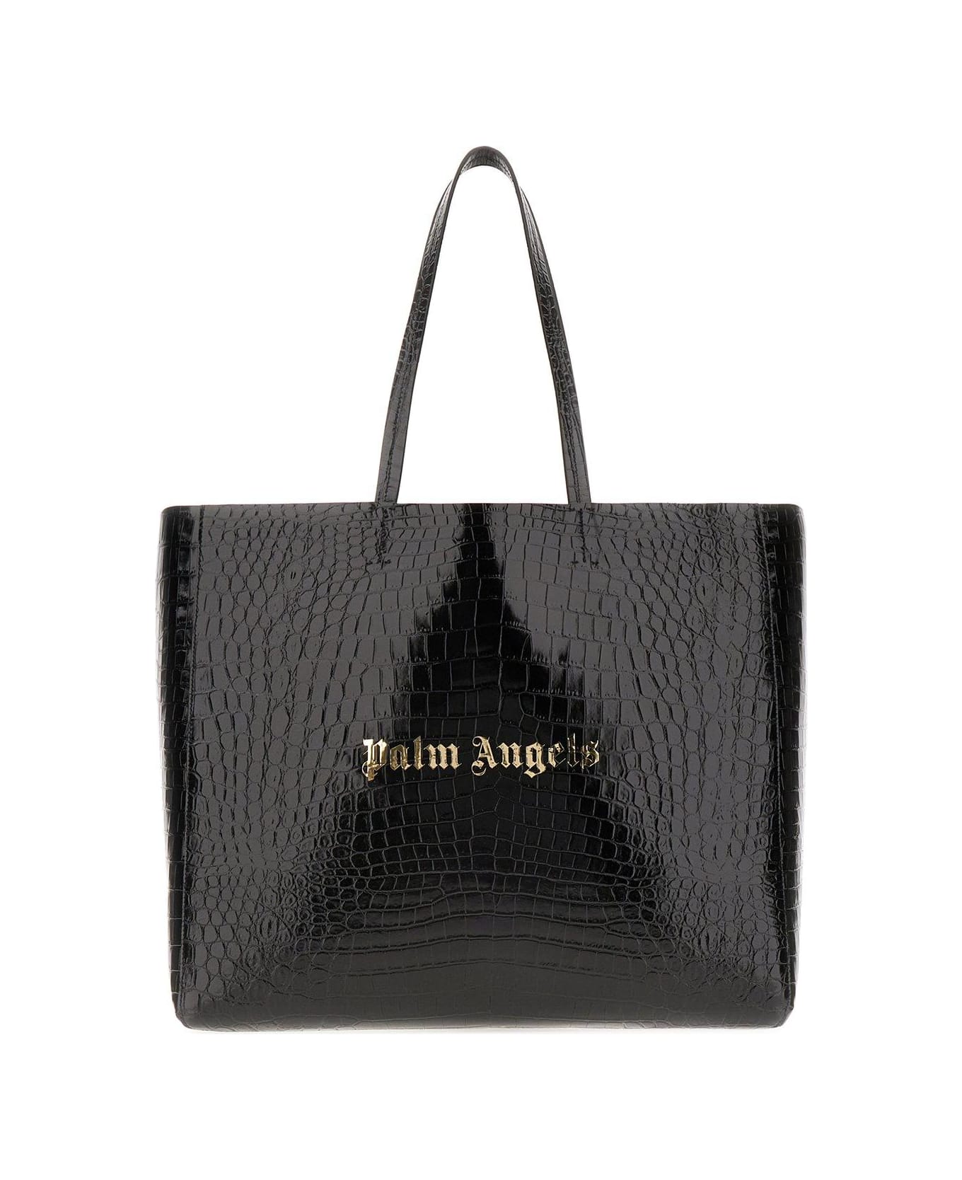 Palm Angels Logo Printed Large Tote Bag - BLACK トートバッグ