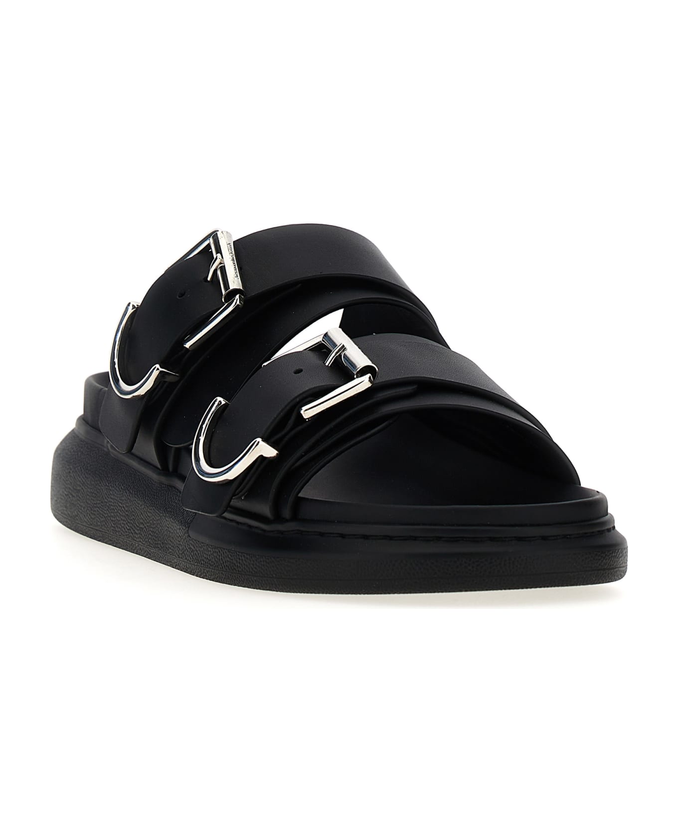 Alexander McQueen Buckle Sandals - Black/silver