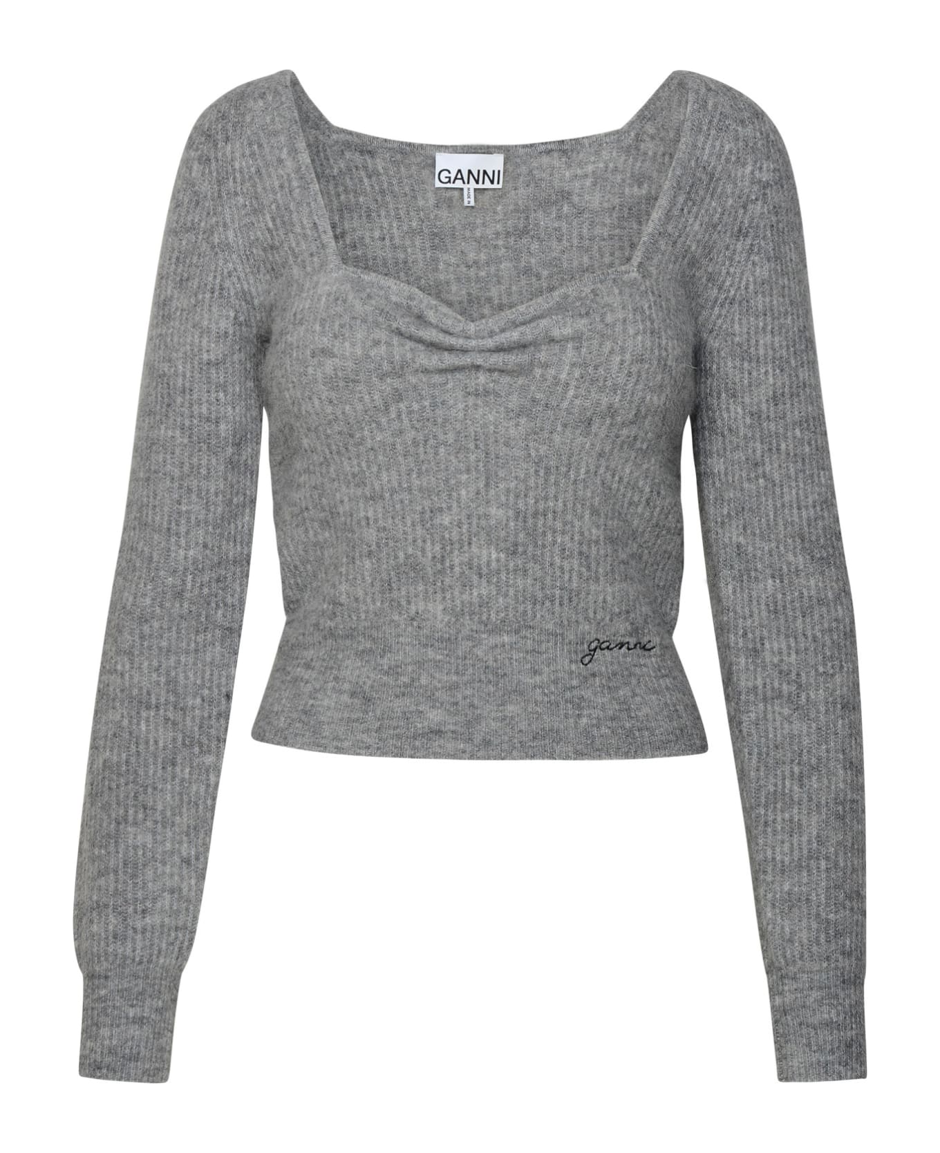 Ganni Grey Merino Blend Sweater - Grey