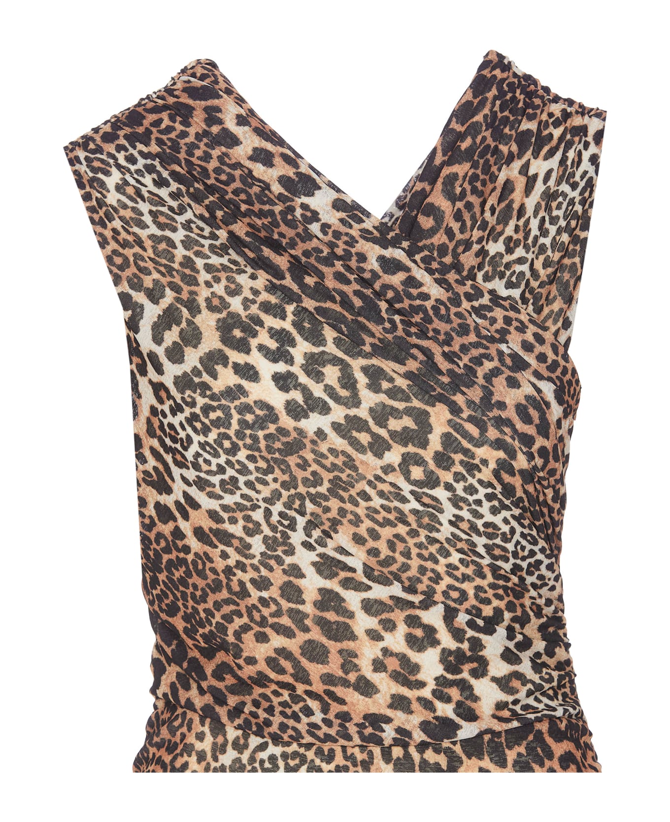 Ganni Marl Mesh Leopard Dress