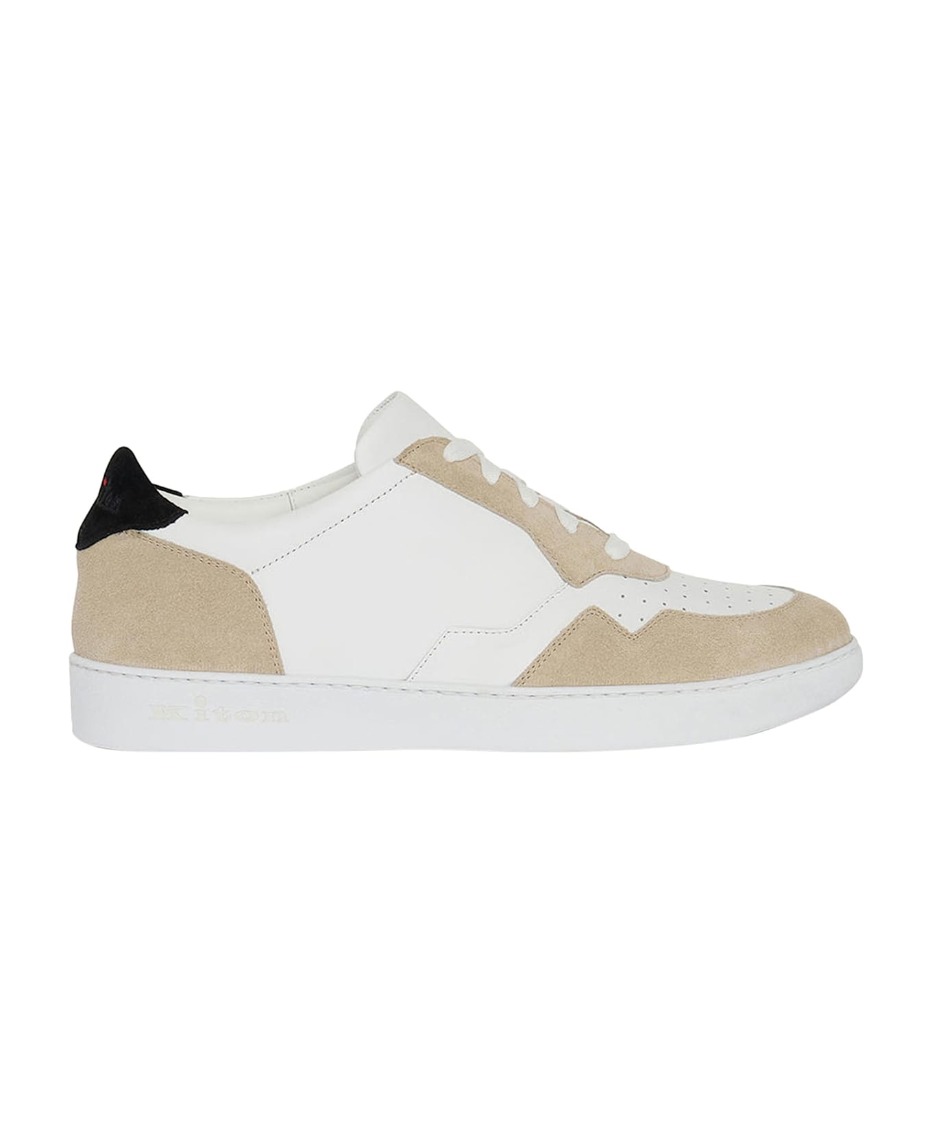 Kiton Sneakers Calfskin - WHITE/BLACK