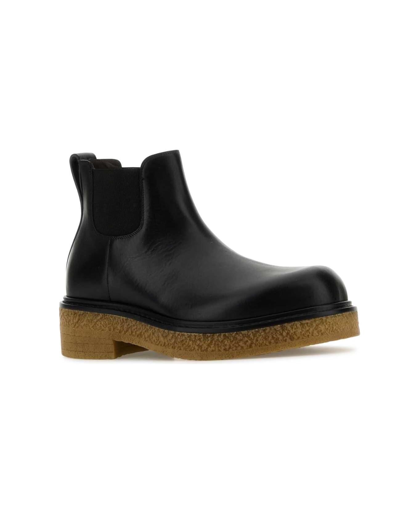 Bottega Veneta Black Leather Haddock Ankle Boots - Black ブーツ