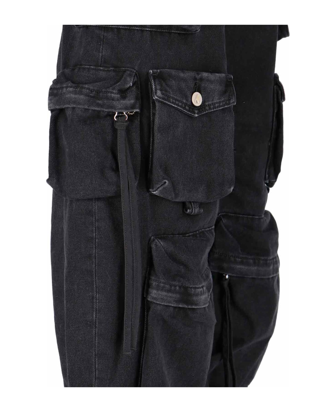 The Attico Oversized Cargo Jeans - Black