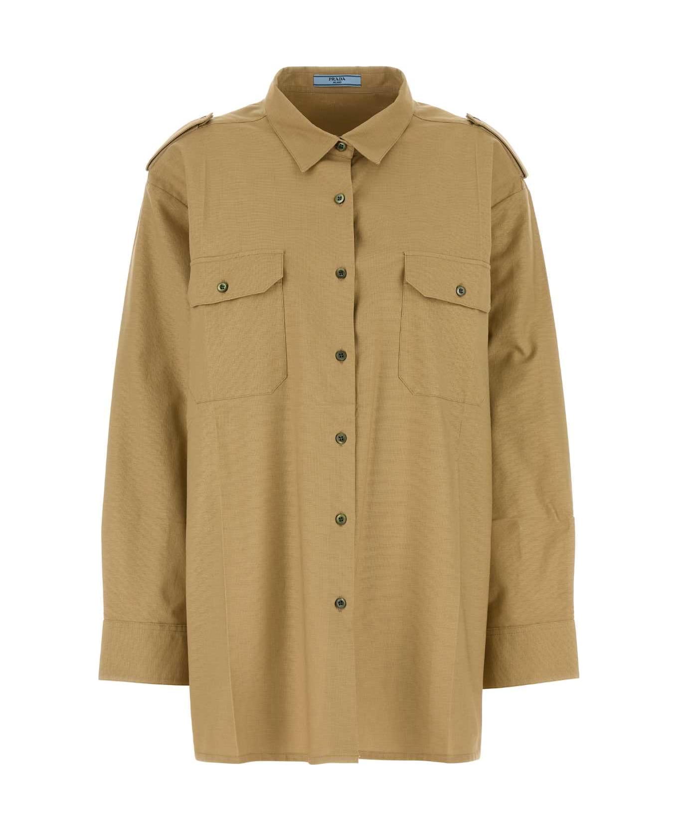 Prada Camel Cotton Oversize Shirt - KAKI