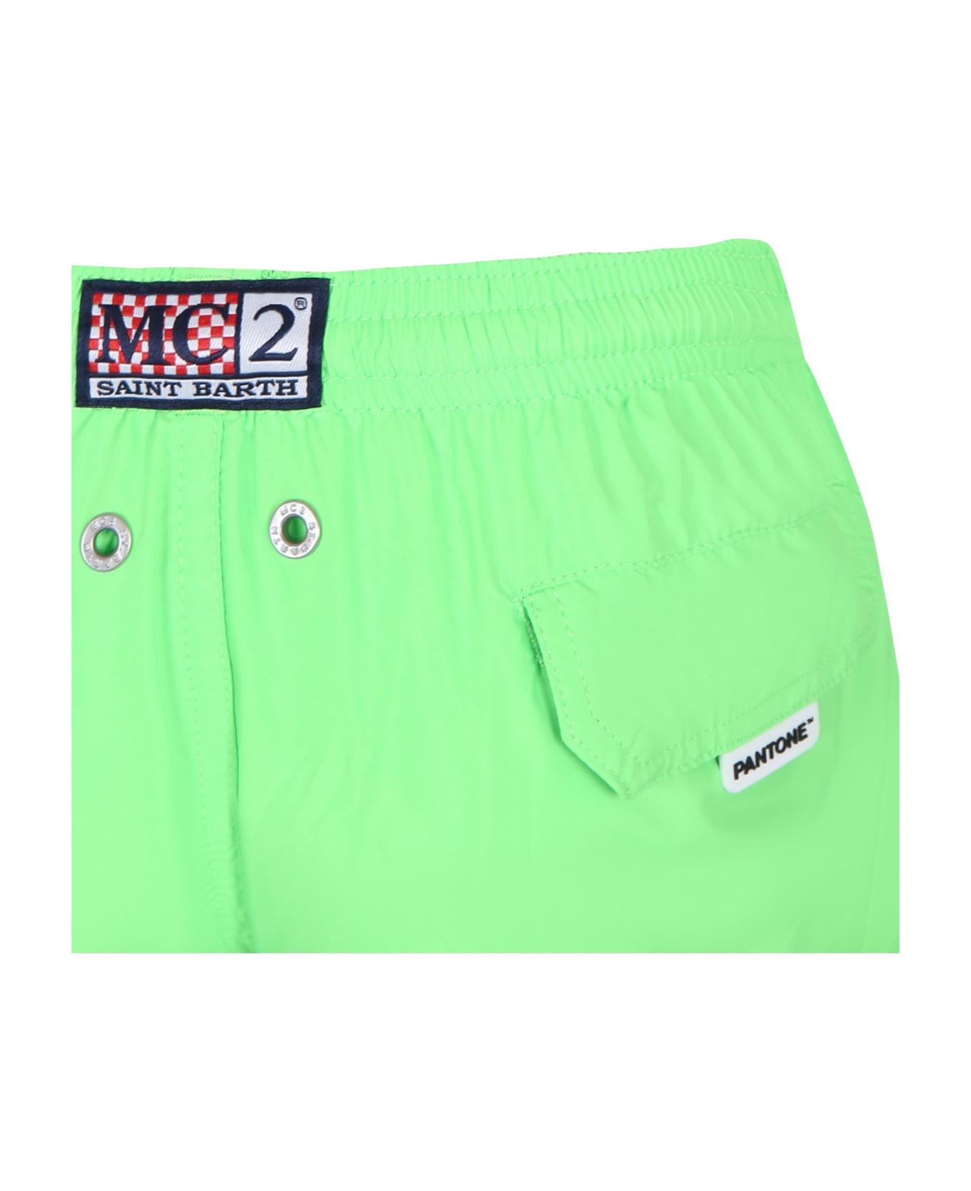 MC2 Saint Barth Green Swim Shorts For Boy With Logo - Green