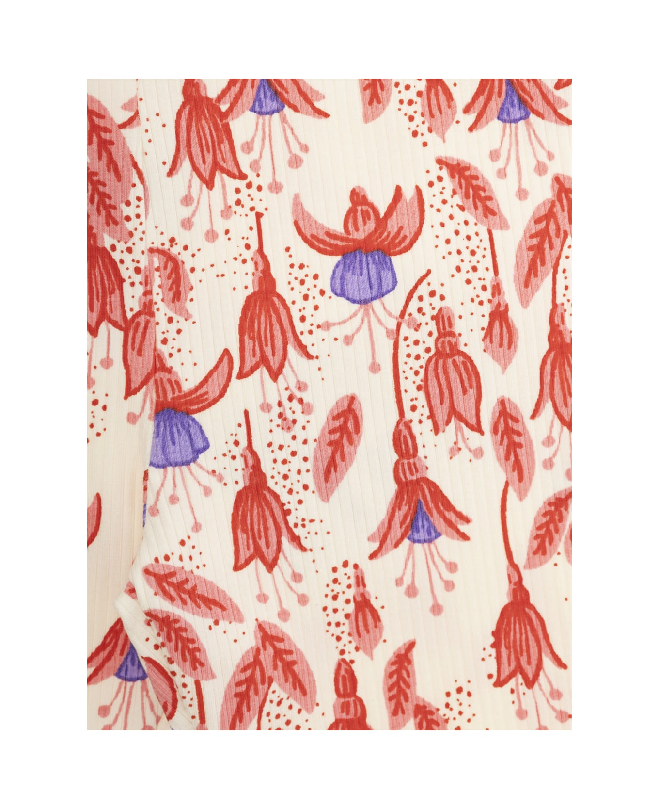 Mini Rodini Red Pants With High Waist And All-over Floral Motif In Cotton Stretch Baby - Multicolor