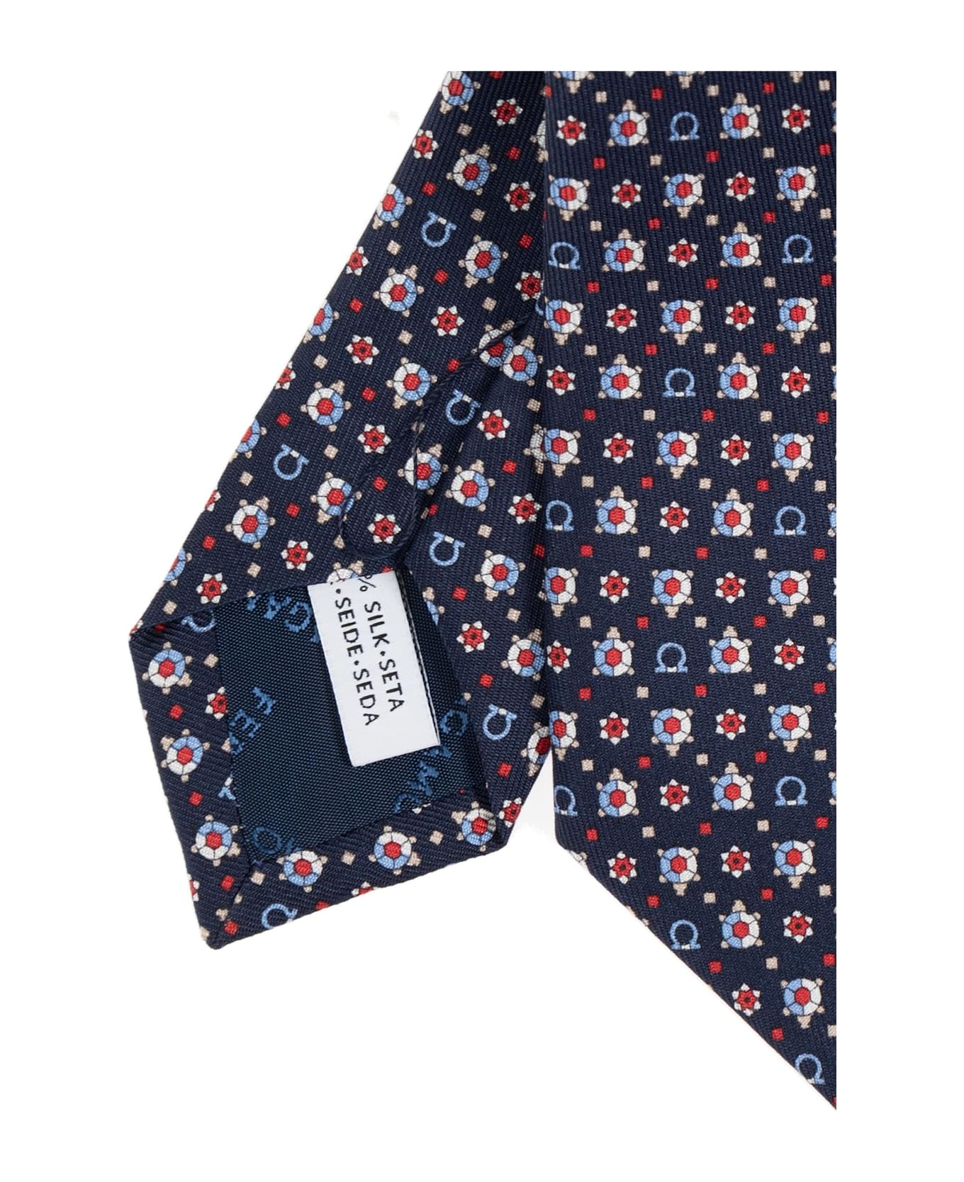 Ferragamo Silk Tie - BLUE/RED