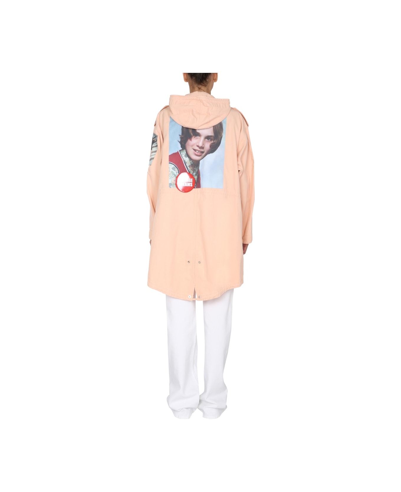 Raf Simons Parka With Logo Patch - PINK コート