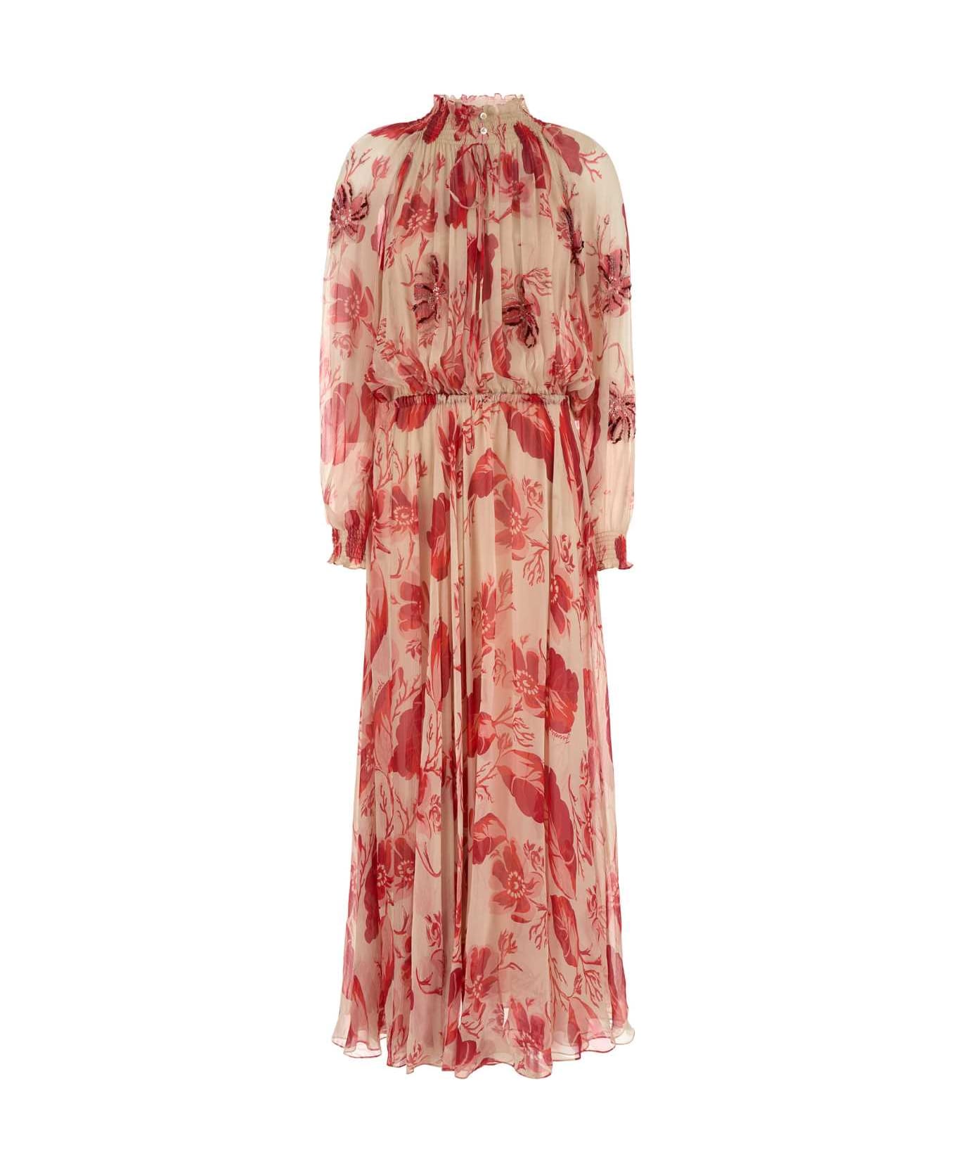 Fendi Printed Chiffon Long Dress - BAHAMAS-25