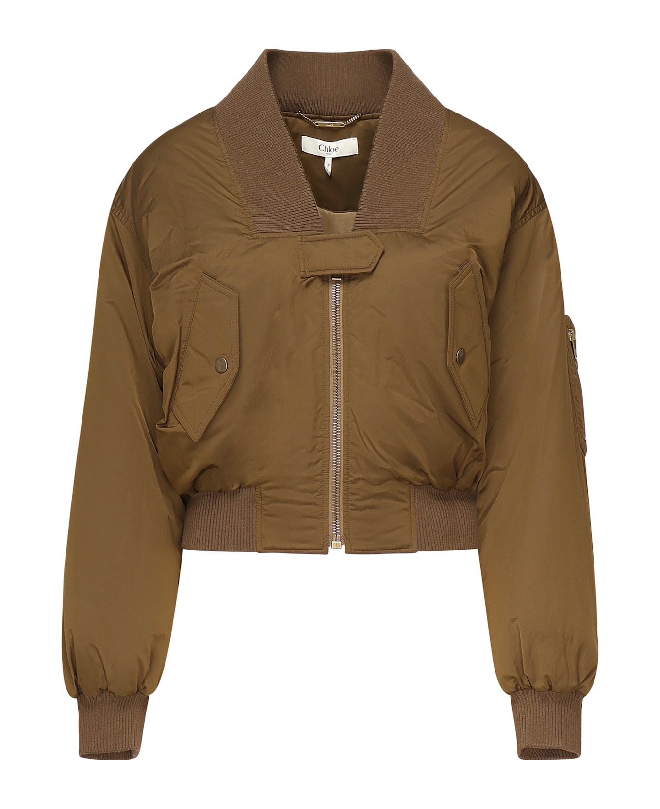 Chloé Nylon Bomber Jacket - Brown