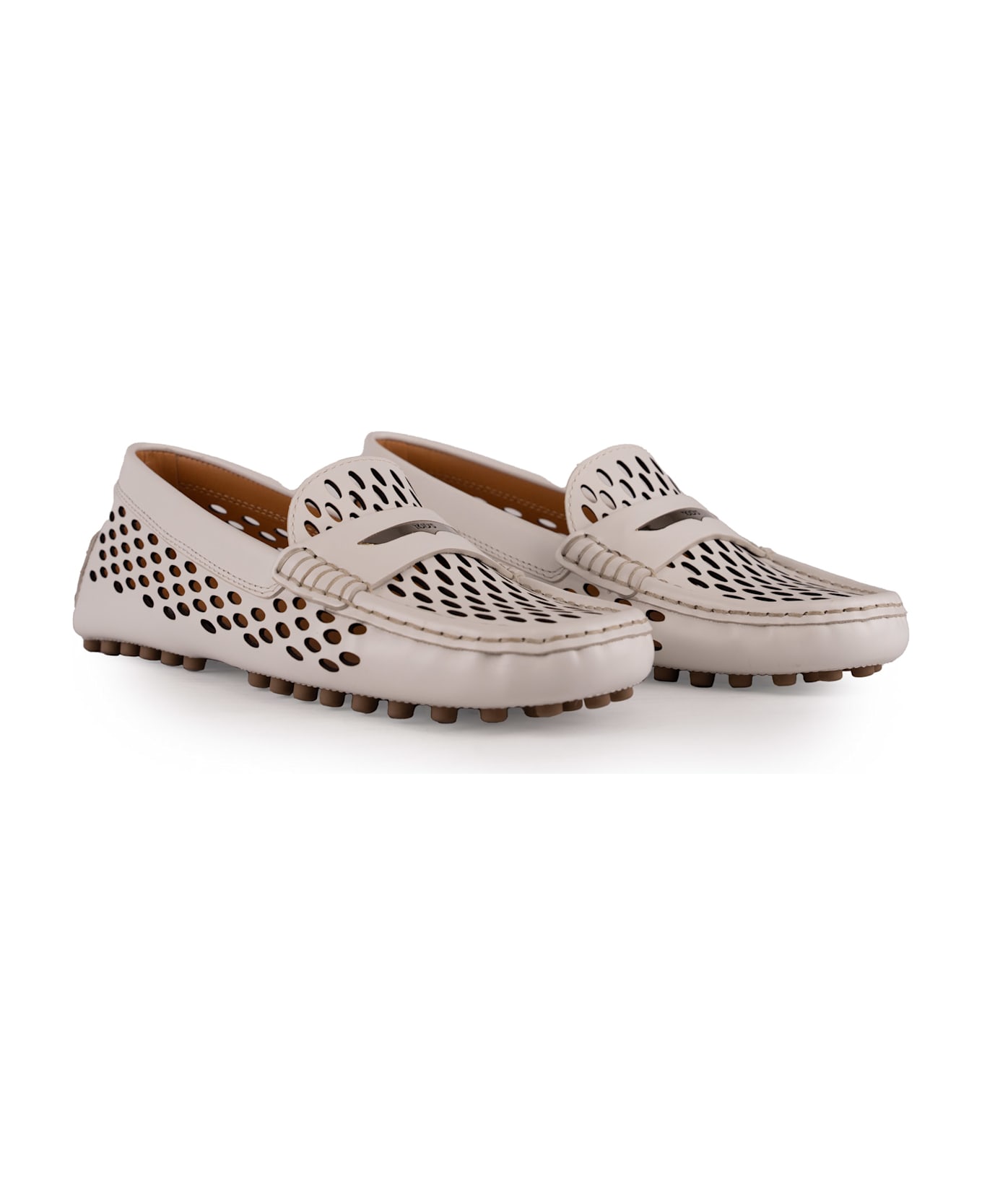 Tod
s Perforated Leather Loafers - CREMA フラットシューズ