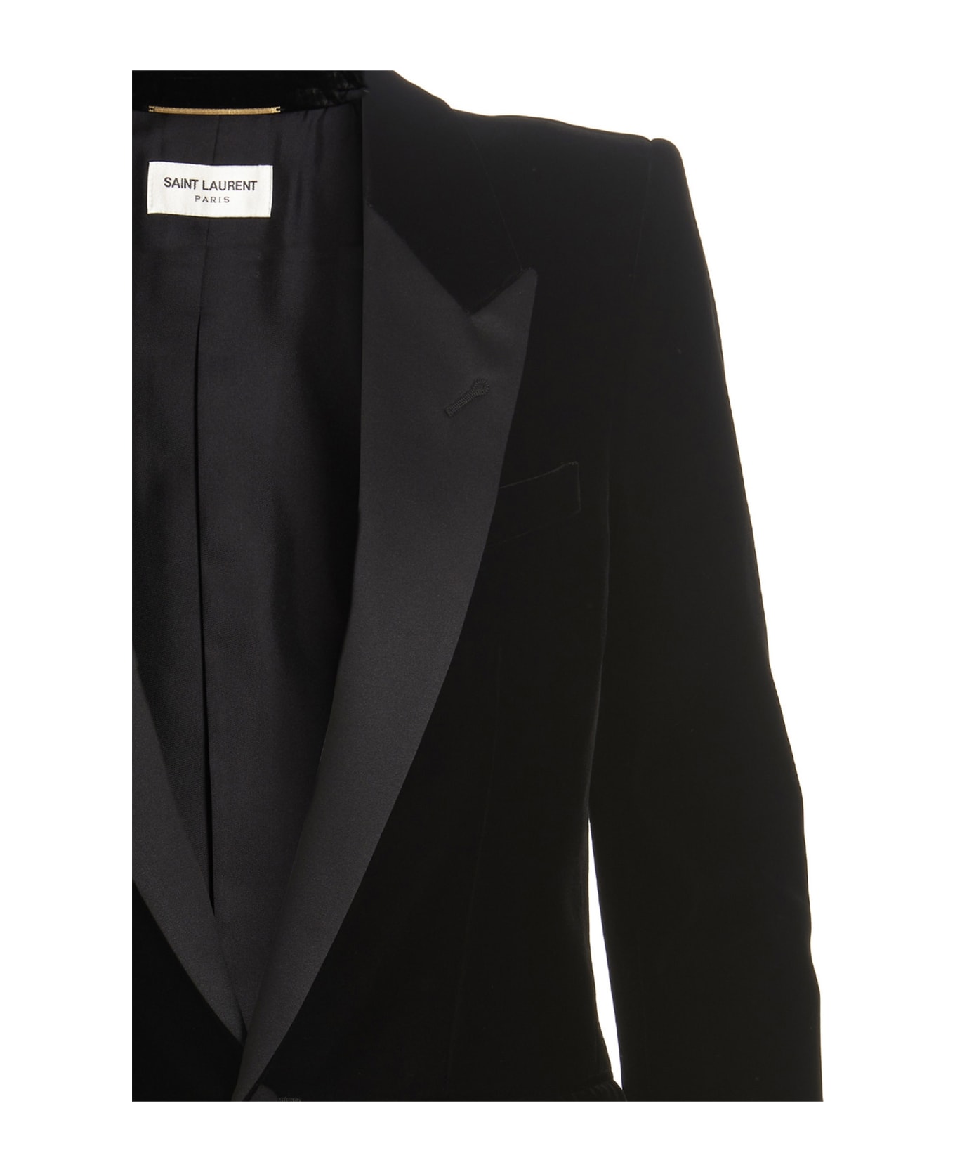 Saint Laurent Velvet Smoking Blazer - Black