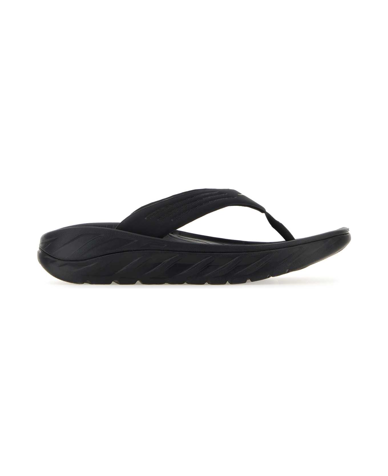 Hoka Black Rubber Recovery Thong Slippers - BLACKDARKGULLGRAY その他各種シューズ