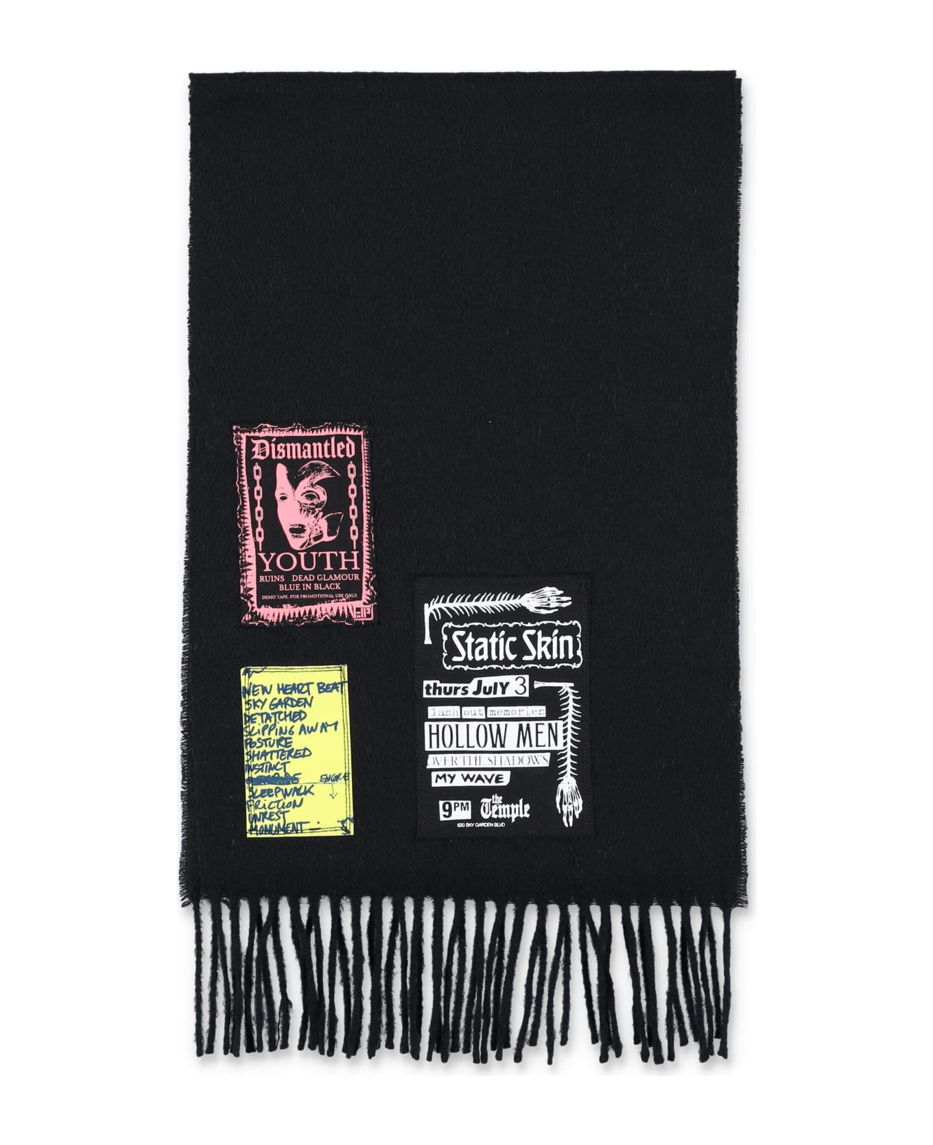 Fred Perry by Raf Simons Flannel Patch Scarf - BLACK