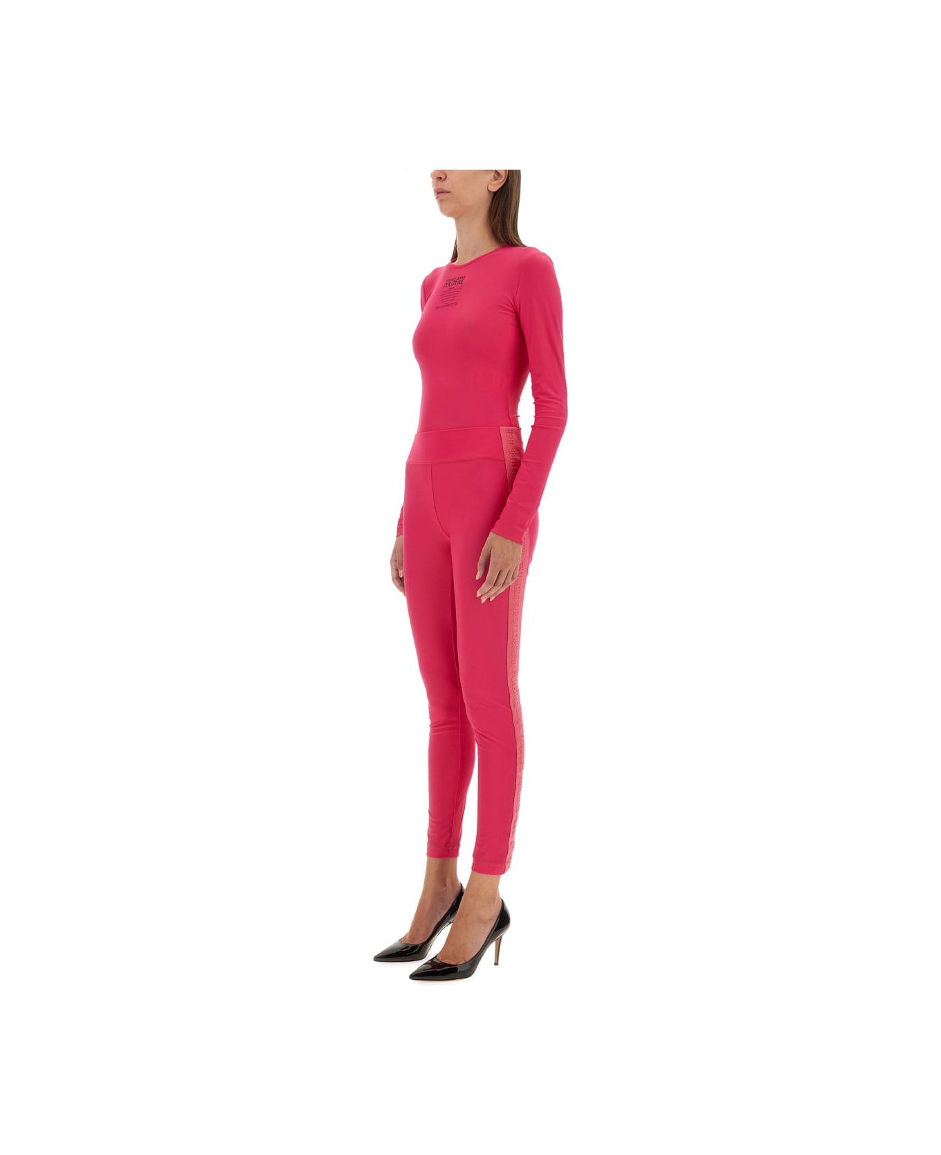 Versace Jeans Couture Leggings With Logo - FUCHSIA