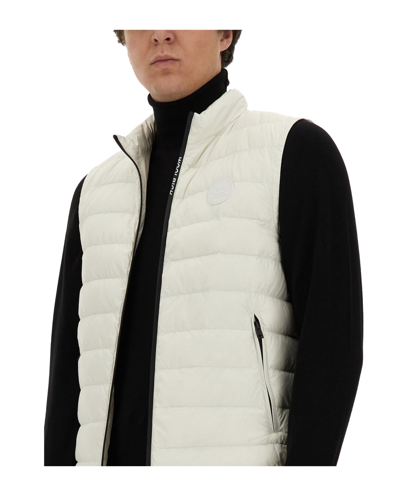 Woolrich Down Vest With Logo - BIANCO
