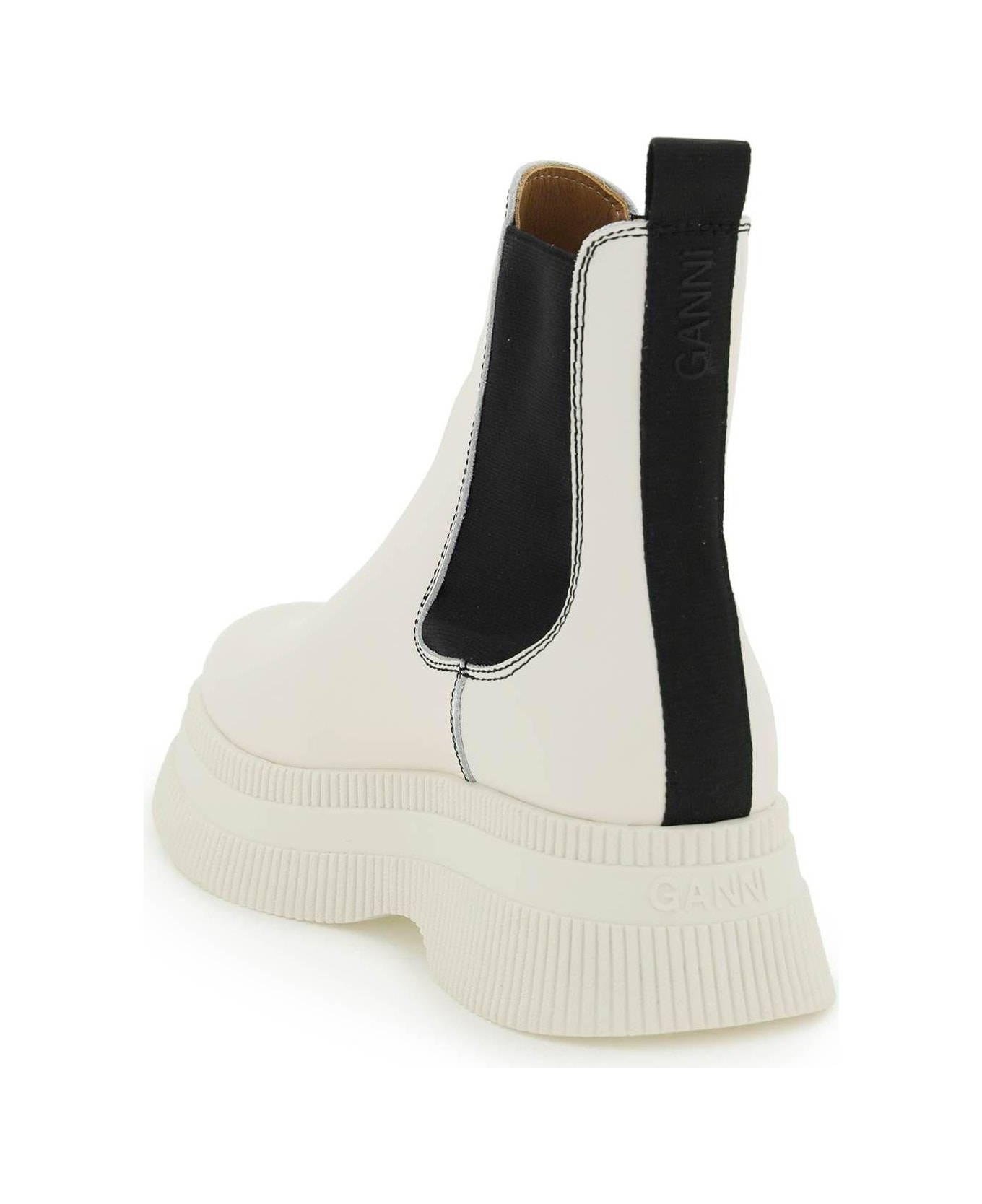 Ganni Leather Chelsea Boots - NEUTRALS
