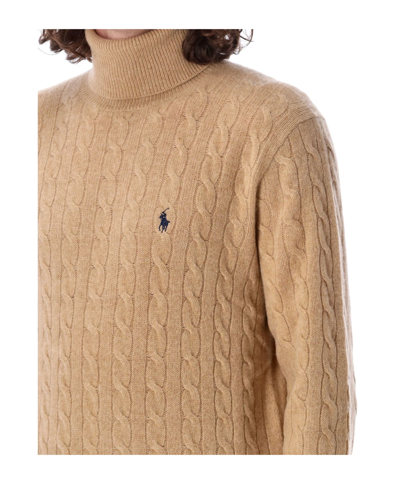Polo Ralph Lauren Logo Turtleneck Sweater - Camel Melange
